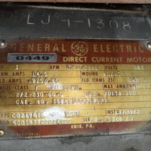 General Electric 3HP 1750/2050RPM CD219ATC #0449