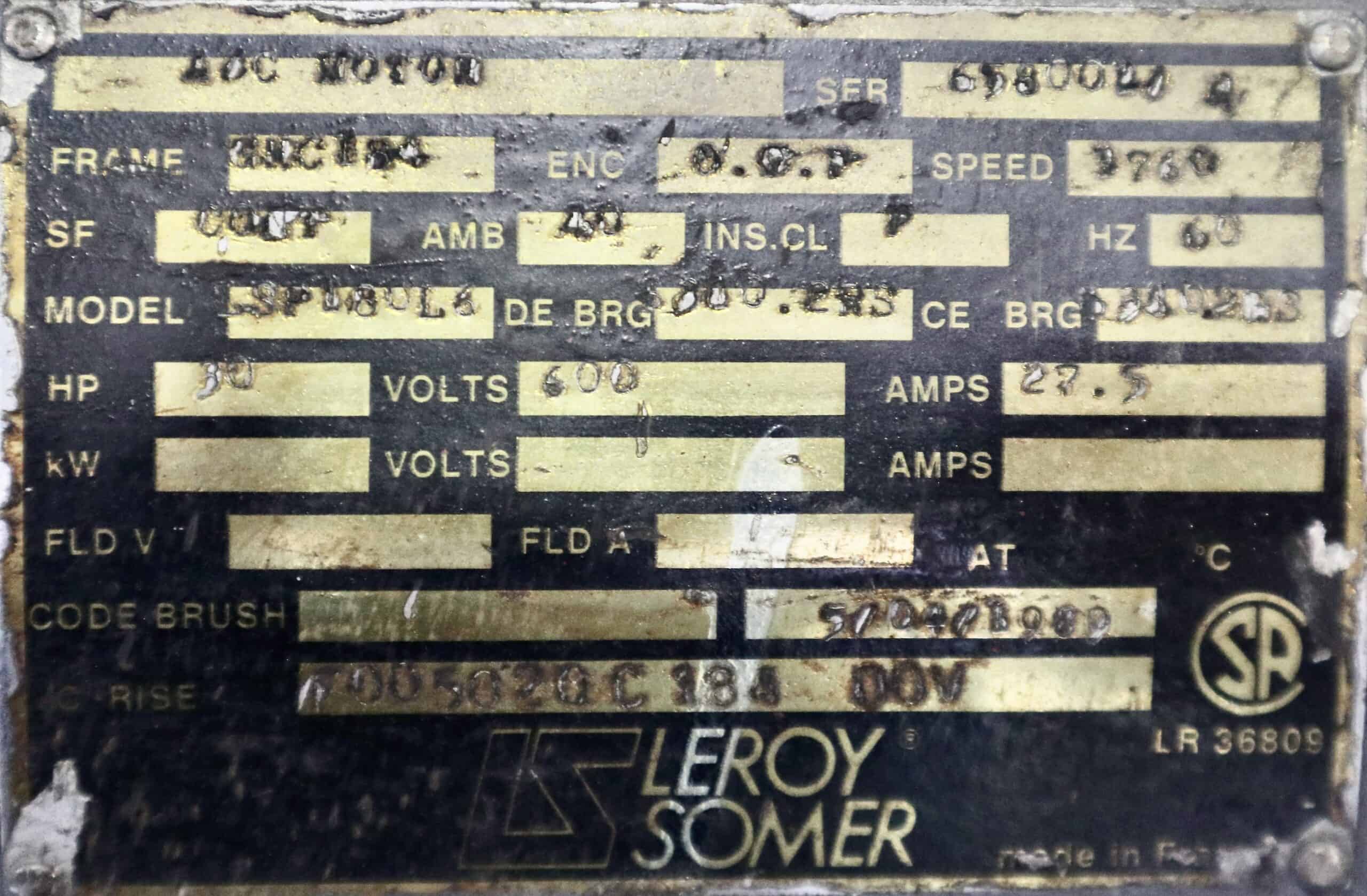 Leroy Somer Generator 30HP 20KW 1760RPM GHC184 - Image 6