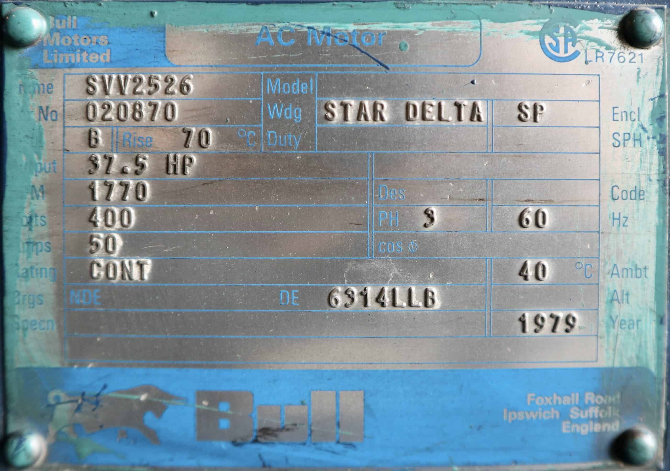 Bull Generator 37.5HP 25KW 1770RPM SVV2526 #328 - Image 2