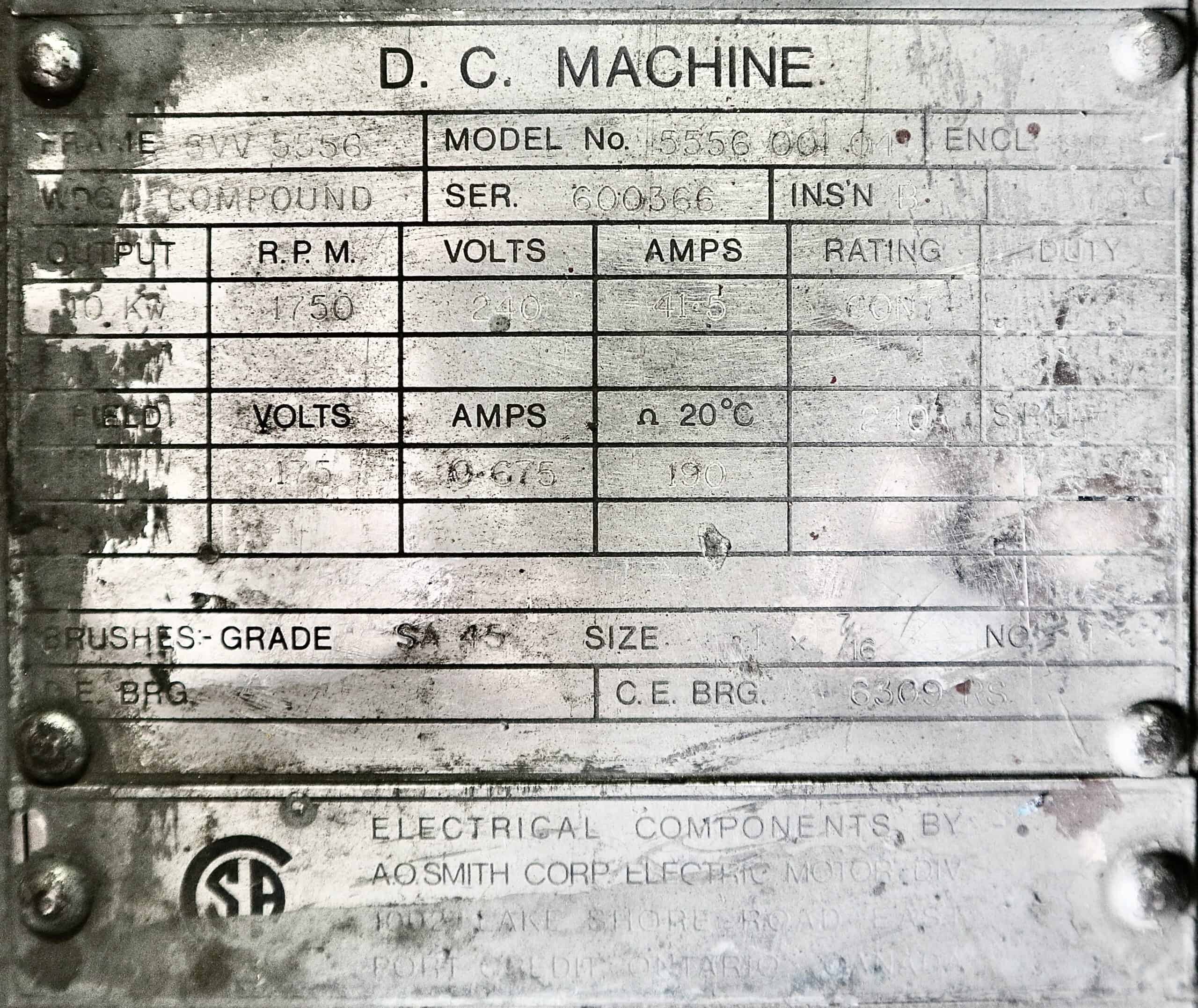 AO Smith Generator 18HP 10KW 1750RPM SVV5556 #327 - Image 3