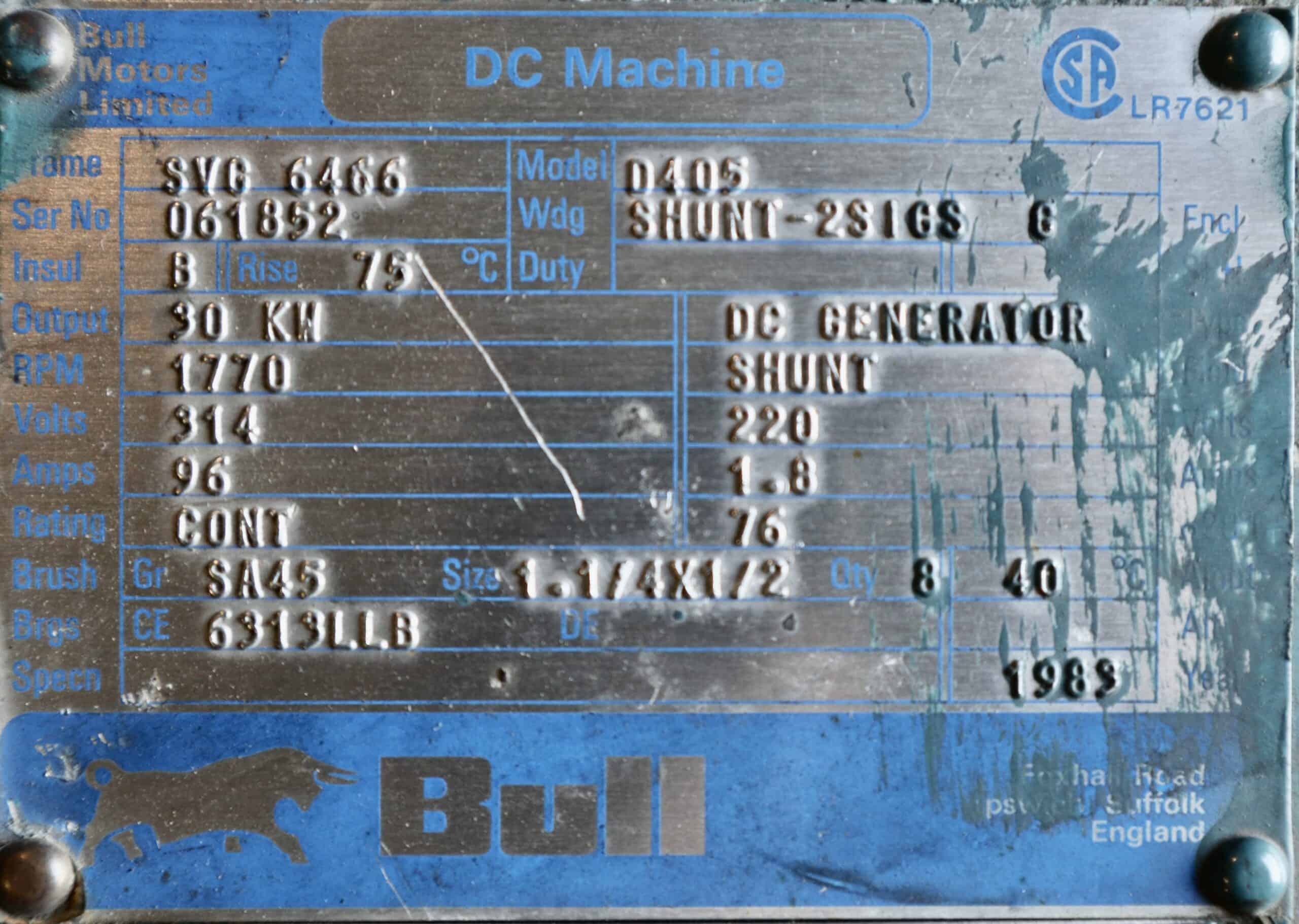 Bull Generator 50HP 30KW 1770RPM SVG6466 #332 - Image 3