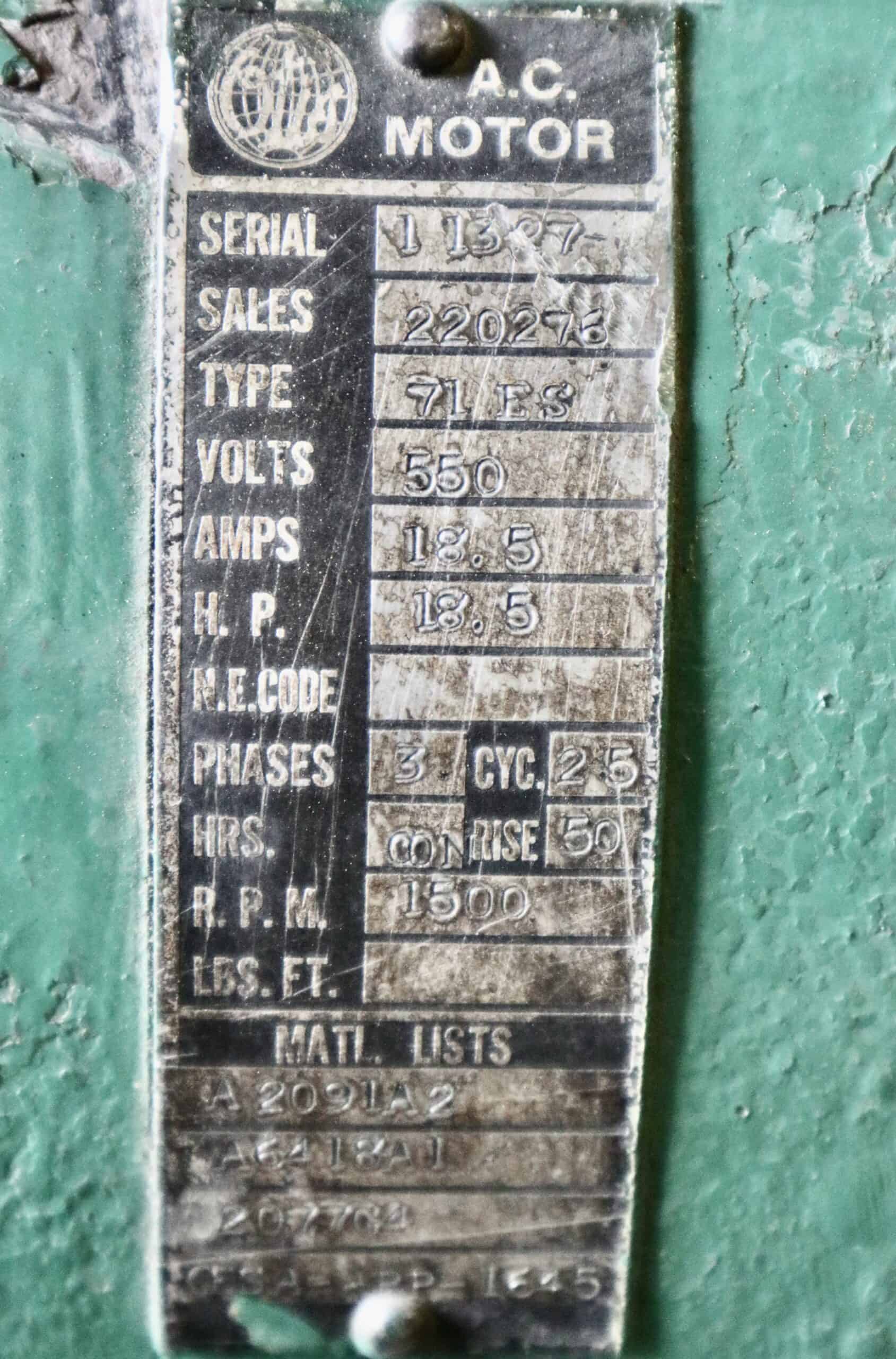 Otis Generator 18.5HP 12.5KW 1500RPM 71ES/71GA #0407 - Image 8