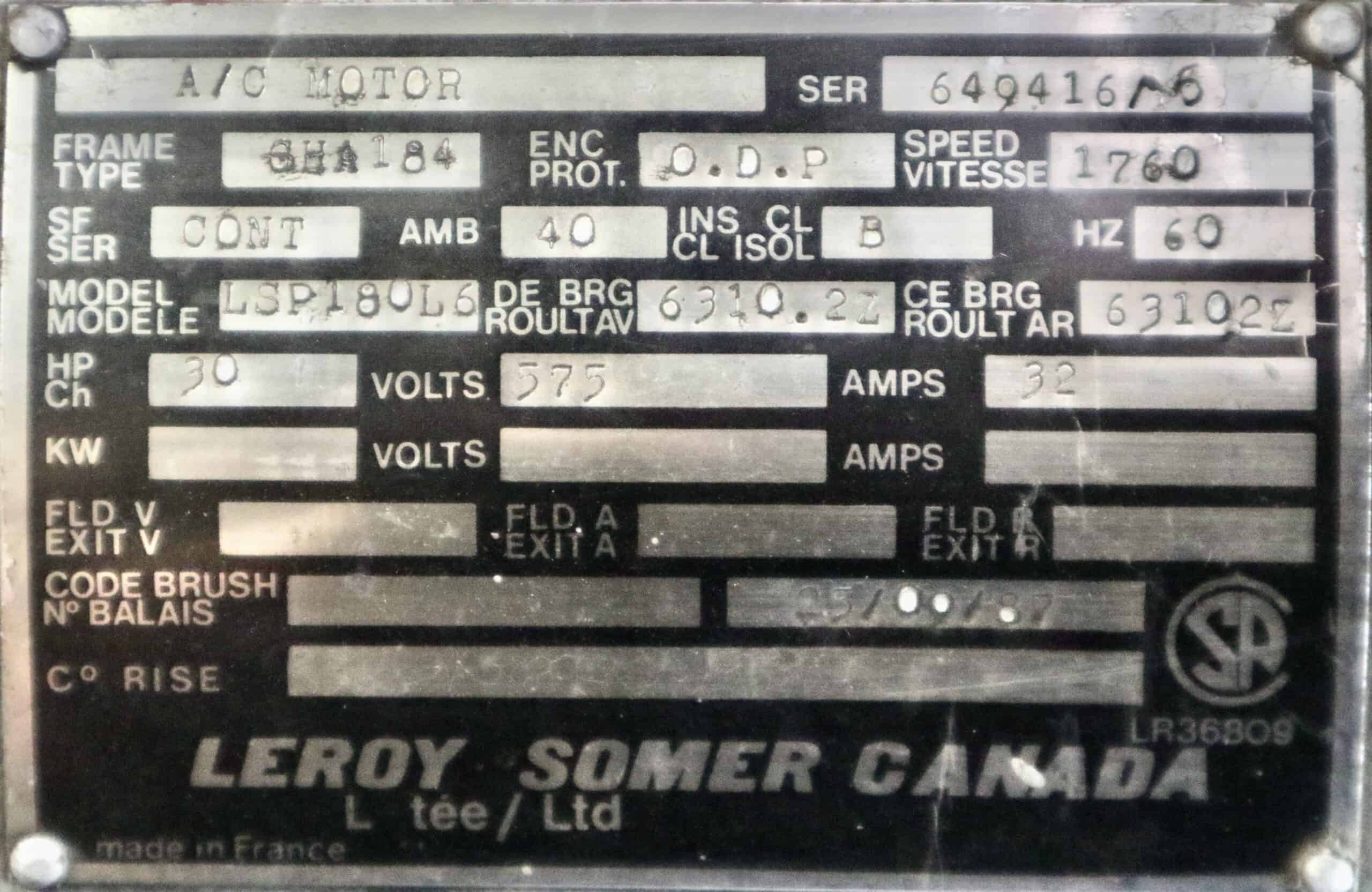 Leroy Somer Generator 30HP 20KW 1760RPM GHA184 #258 - Image 2