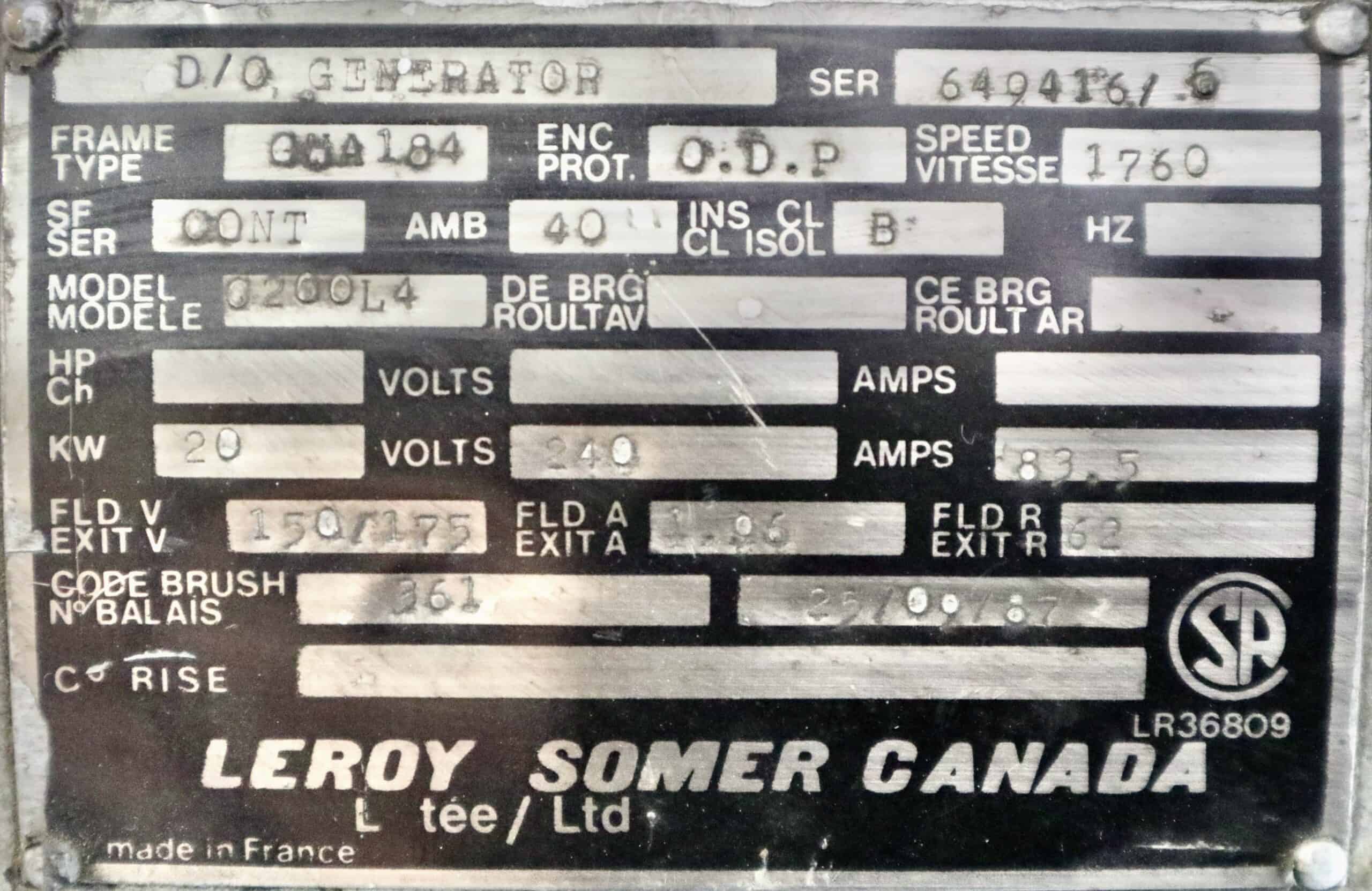 Leroy Somer Generator 30HP 20KW 1760RPM GHA184 #258 - Image 7