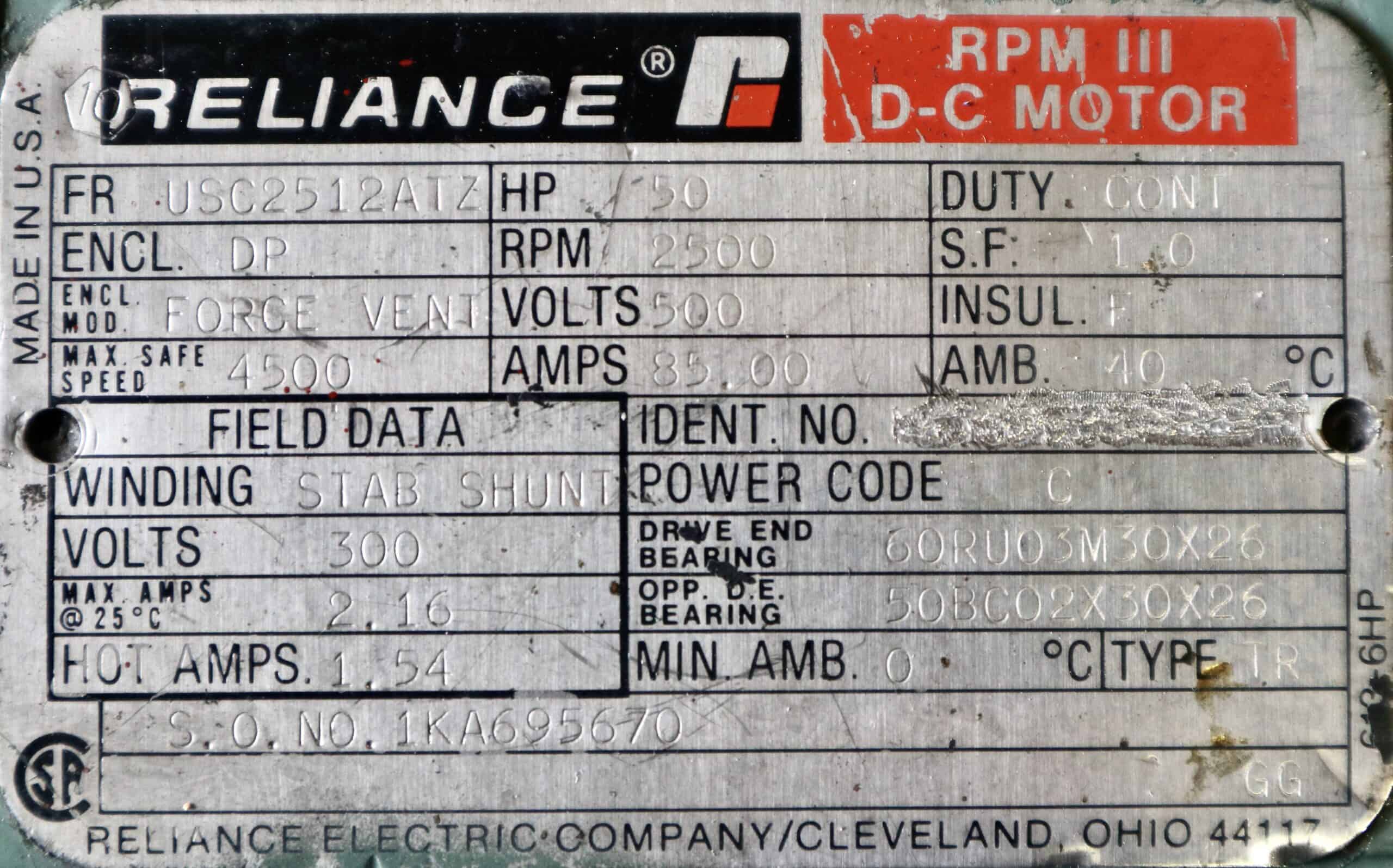 Reliance DC Motor 50HP 2500RPM USC2512ATZ - Image 2