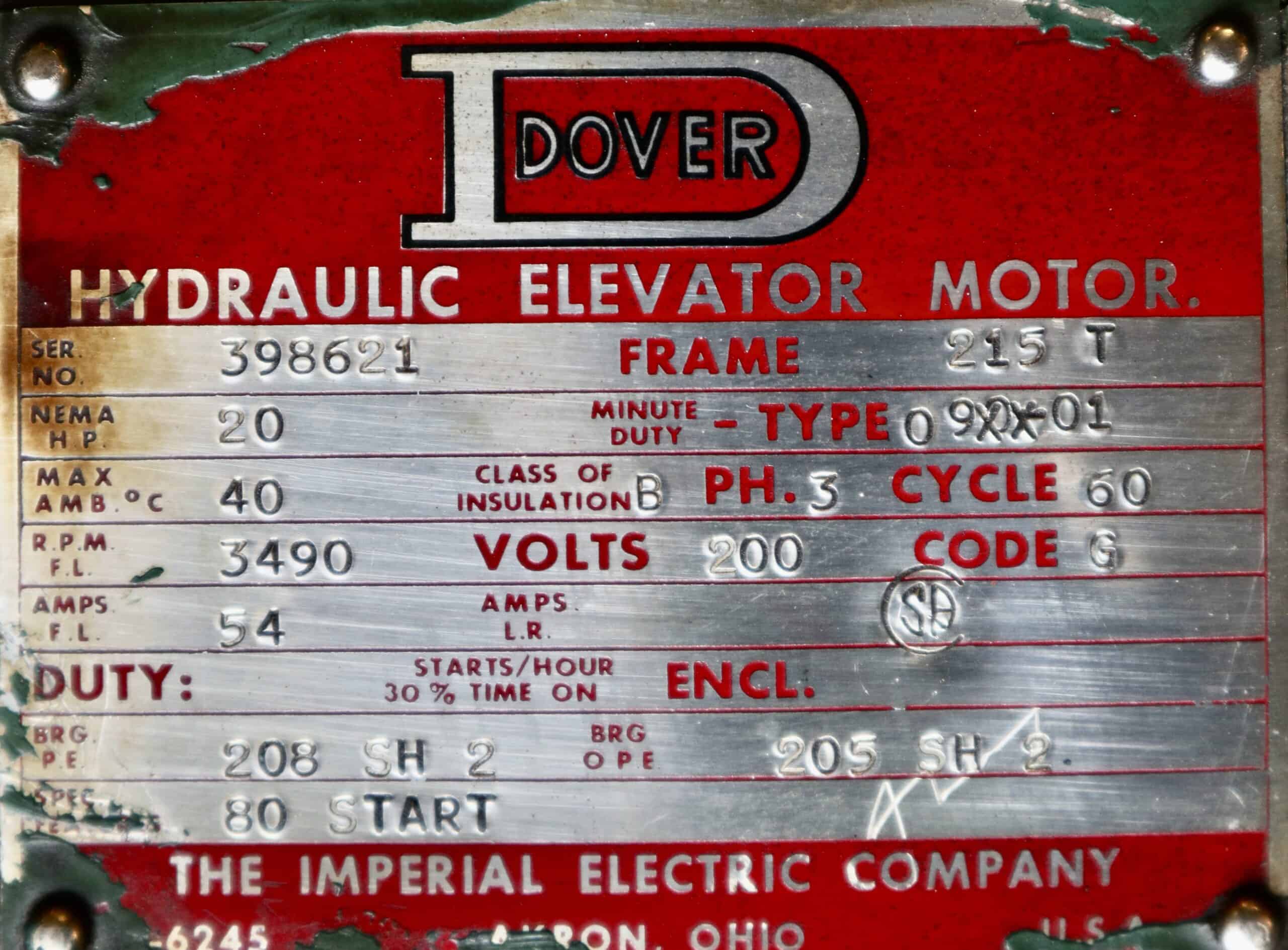 Imperial Electric/Dover 20HP 3490RPM 215T - Image 7