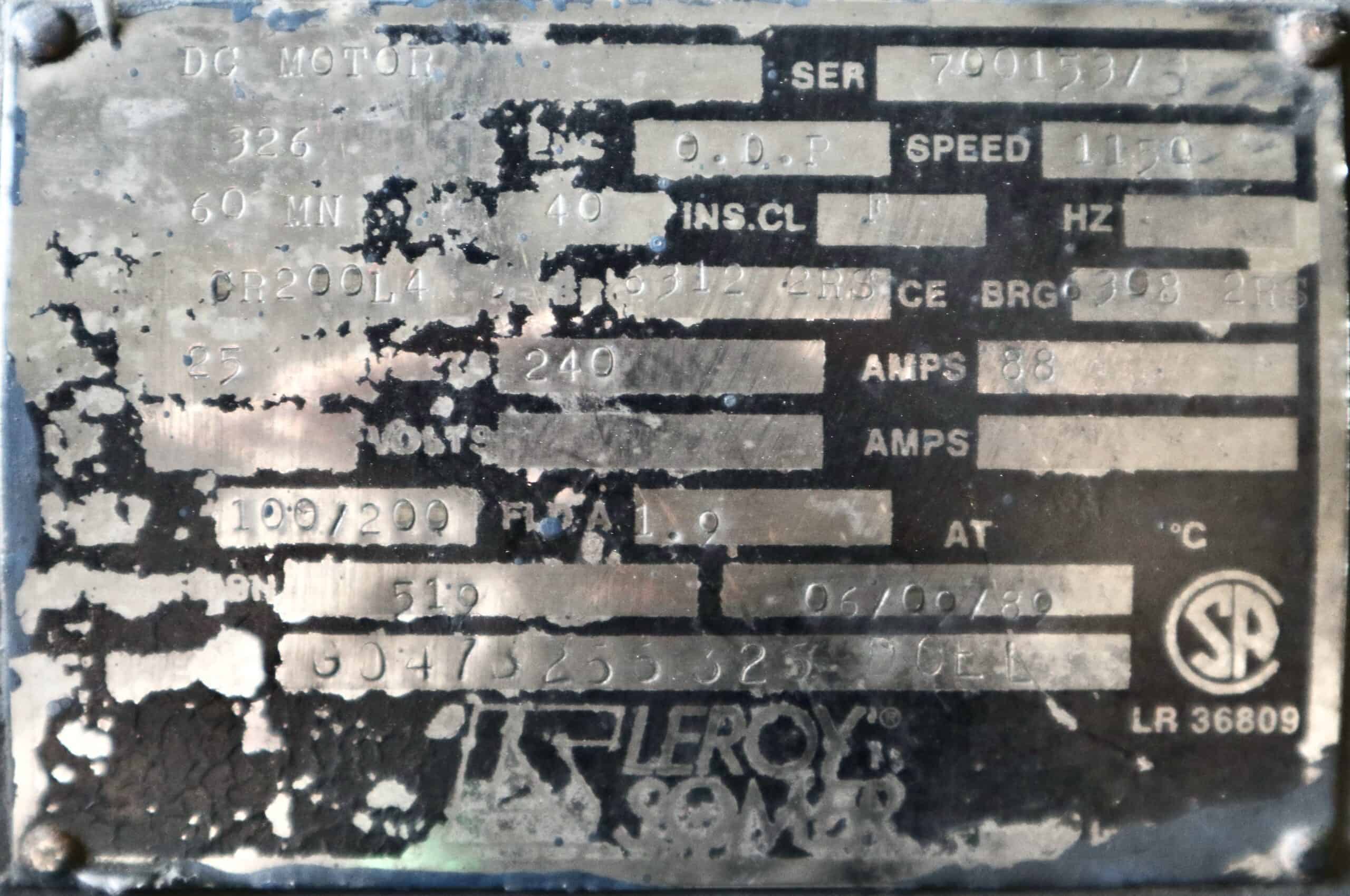 Leroy Somer DC Hoist 25HP 1150RPM 326 #310 - Image 2