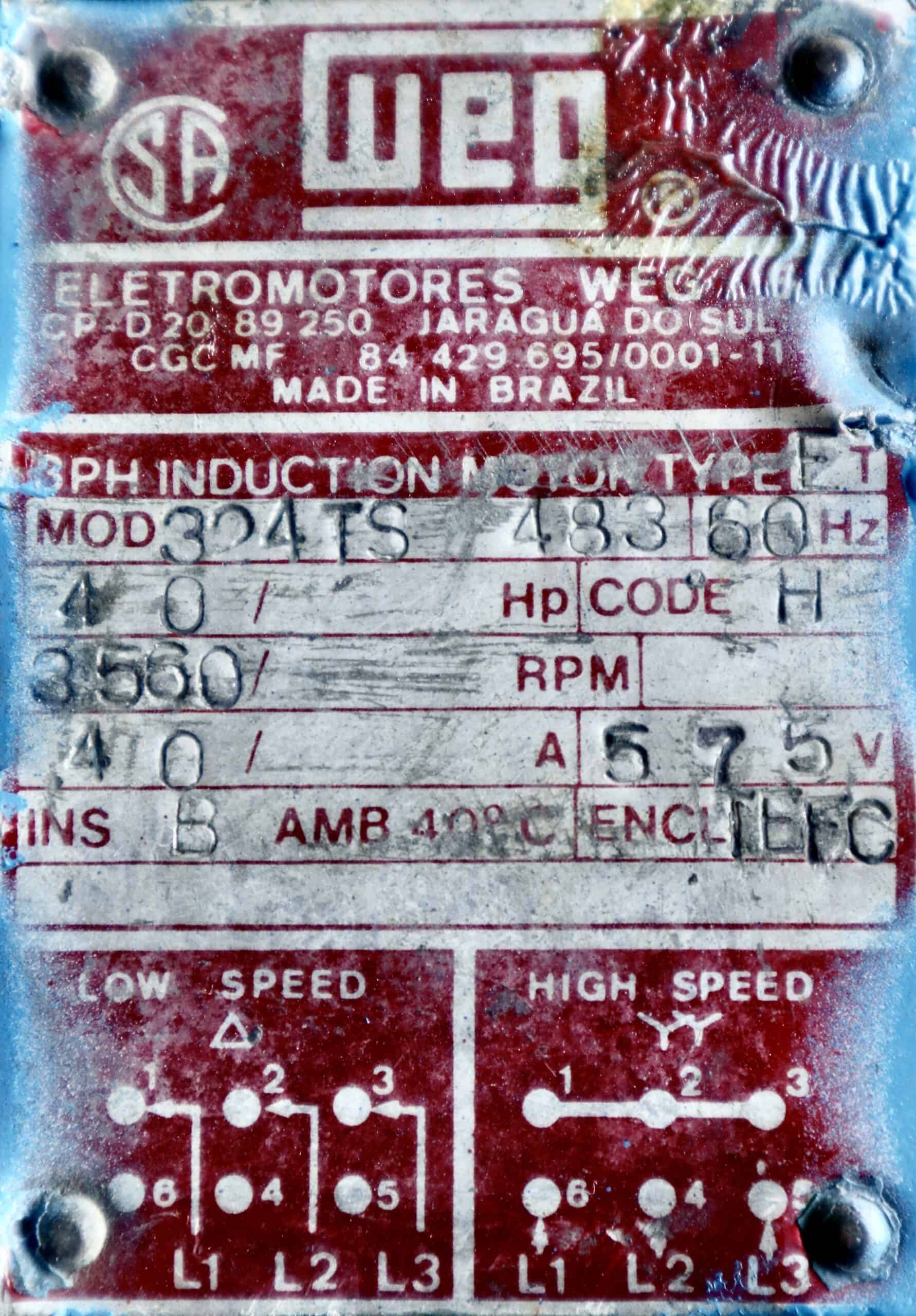 WEG AC 40HP 3460RPM 324 - Image 2