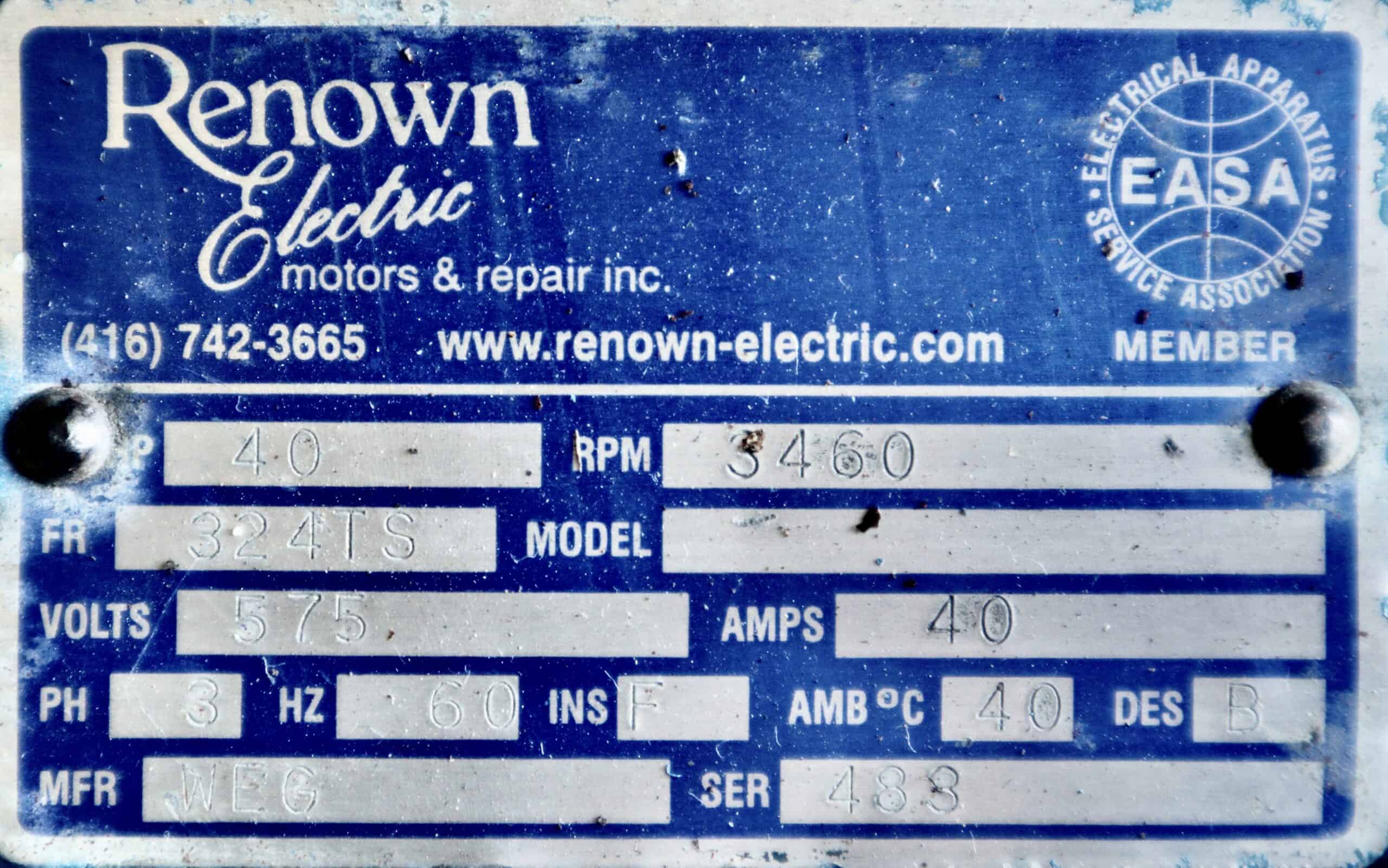 WEG AC 40HP 3460RPM 324 - Image 7