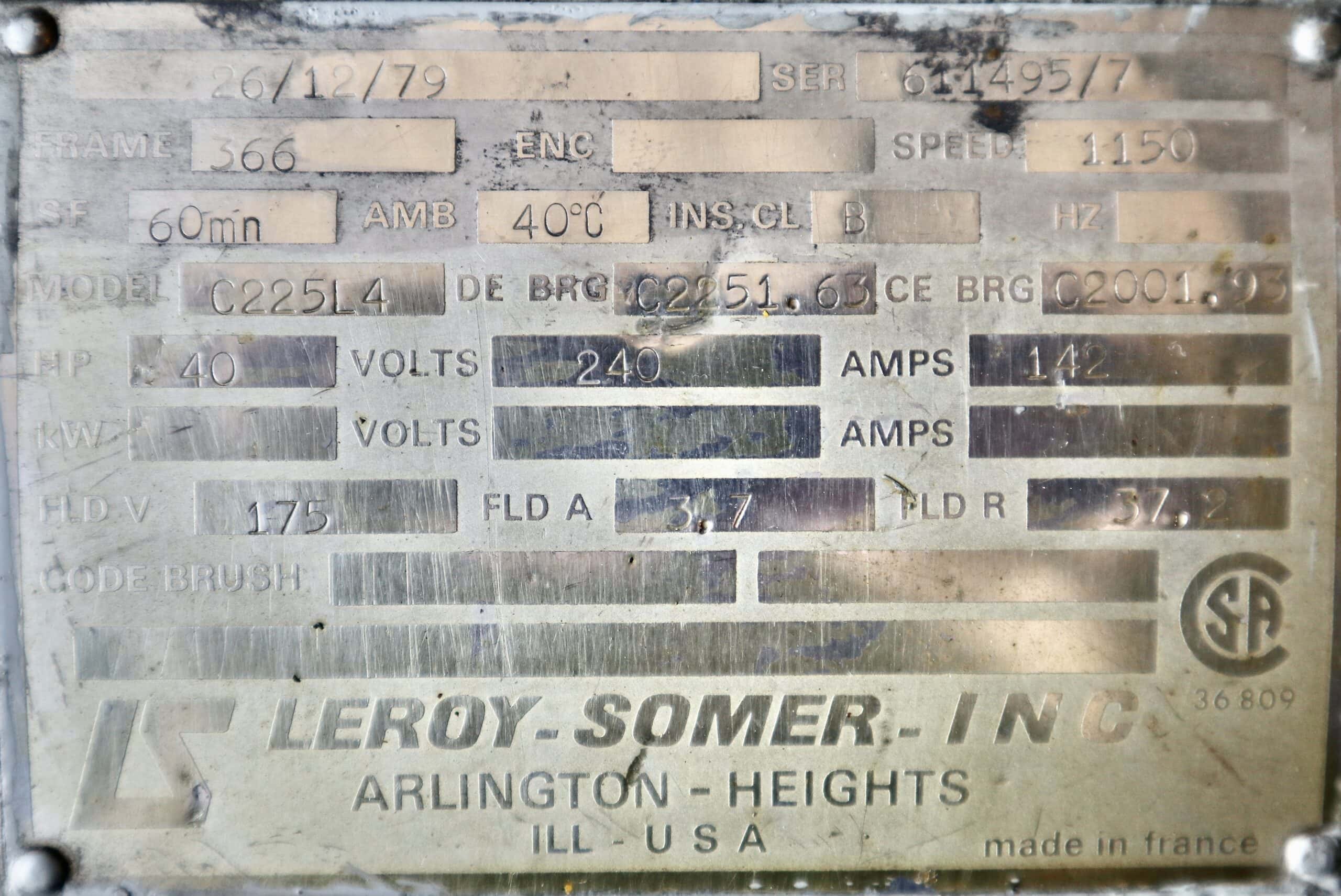 Leroy Somer DC 40HP 1150RPM 366 - Image 2