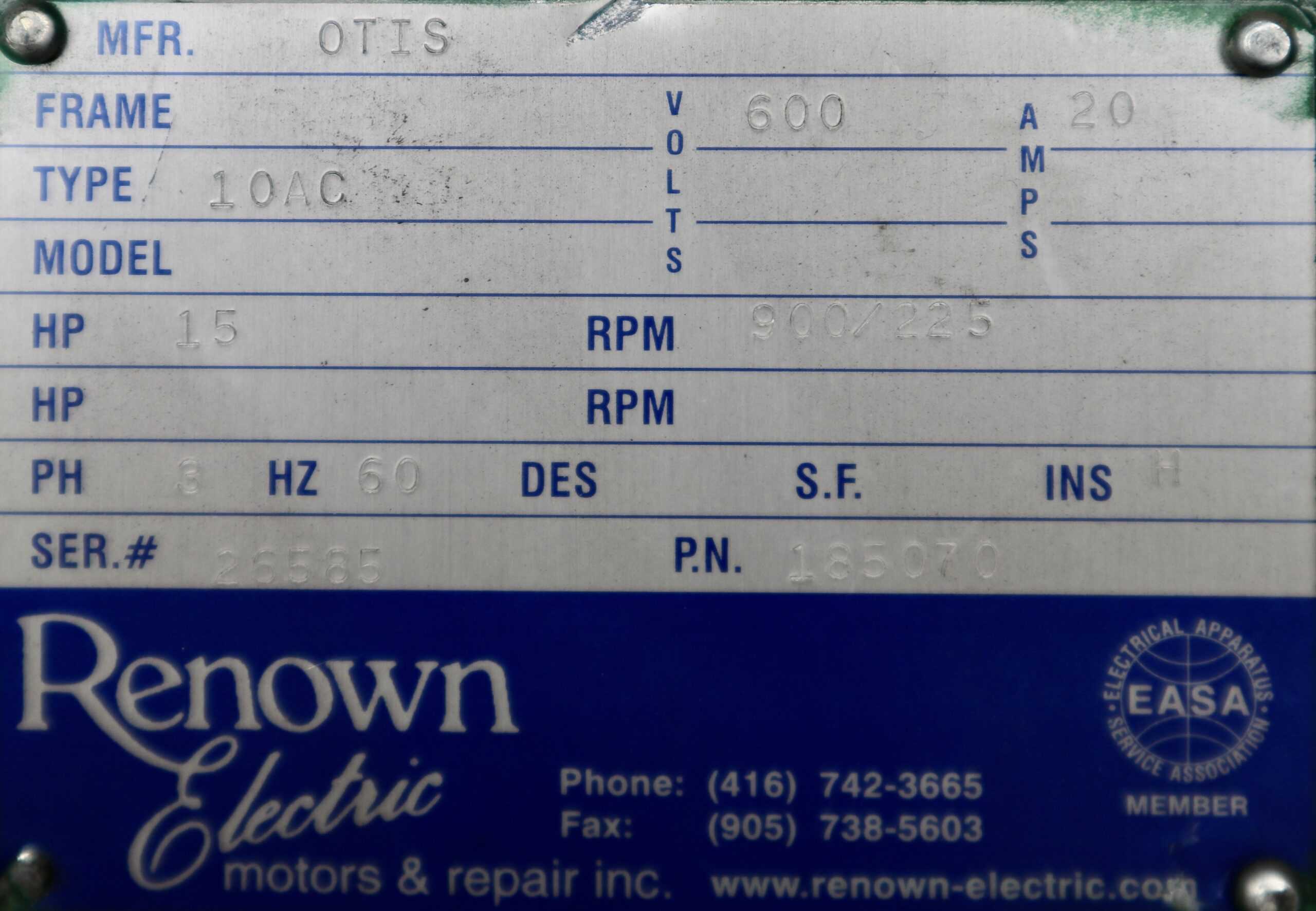 Otis AC 15HP 900/225RPM 10AC - Image 7
