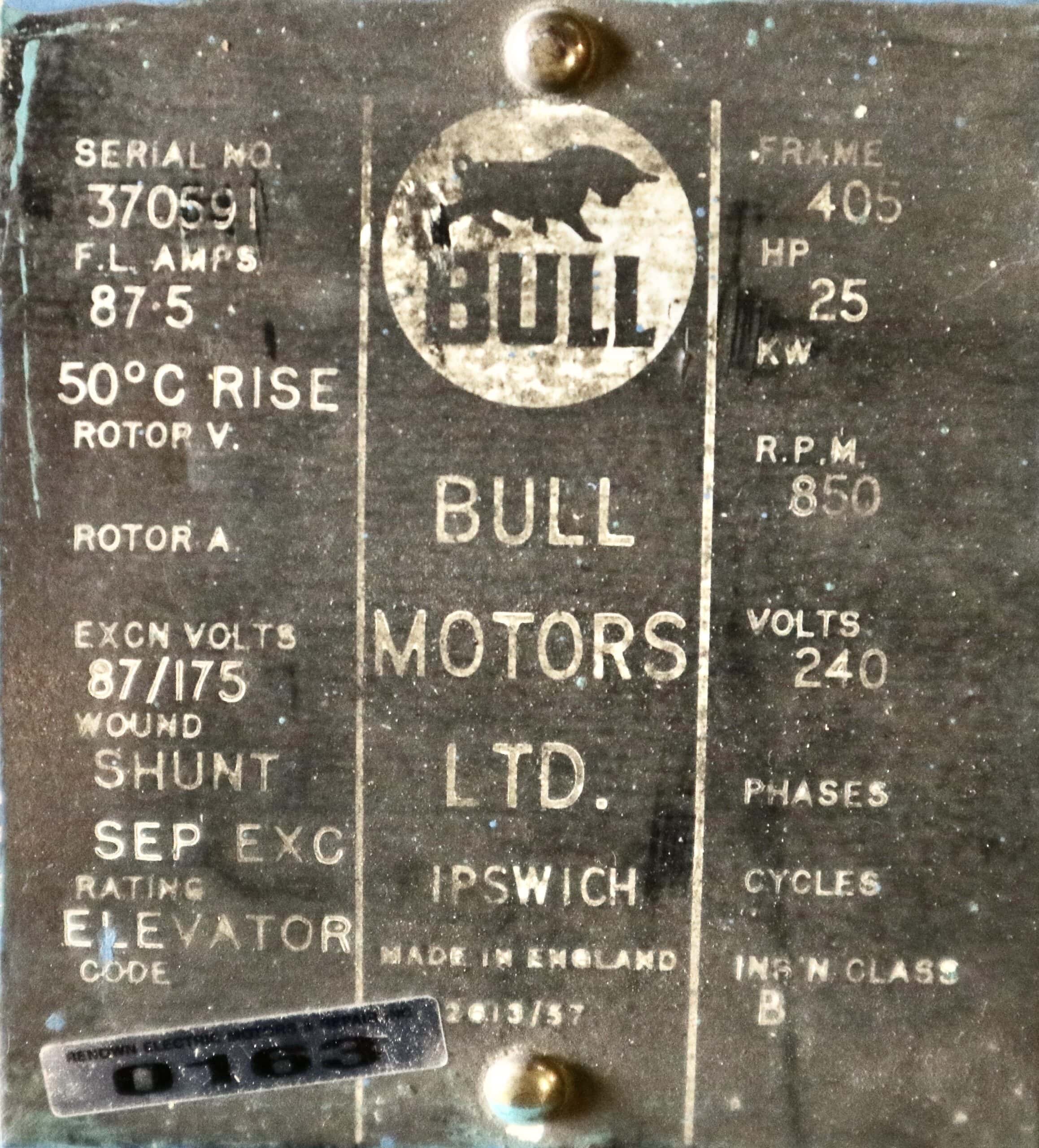 Bull DC Hoist Motor 25HP 850RPM 405 #0163 - Image 2