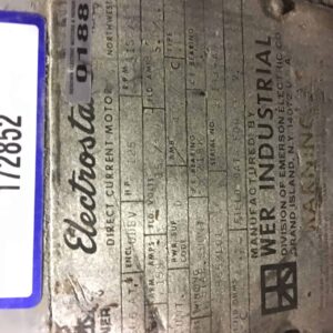 WER Industrial DC Motor 125Hp 500V 199A 1150Rpm #0188