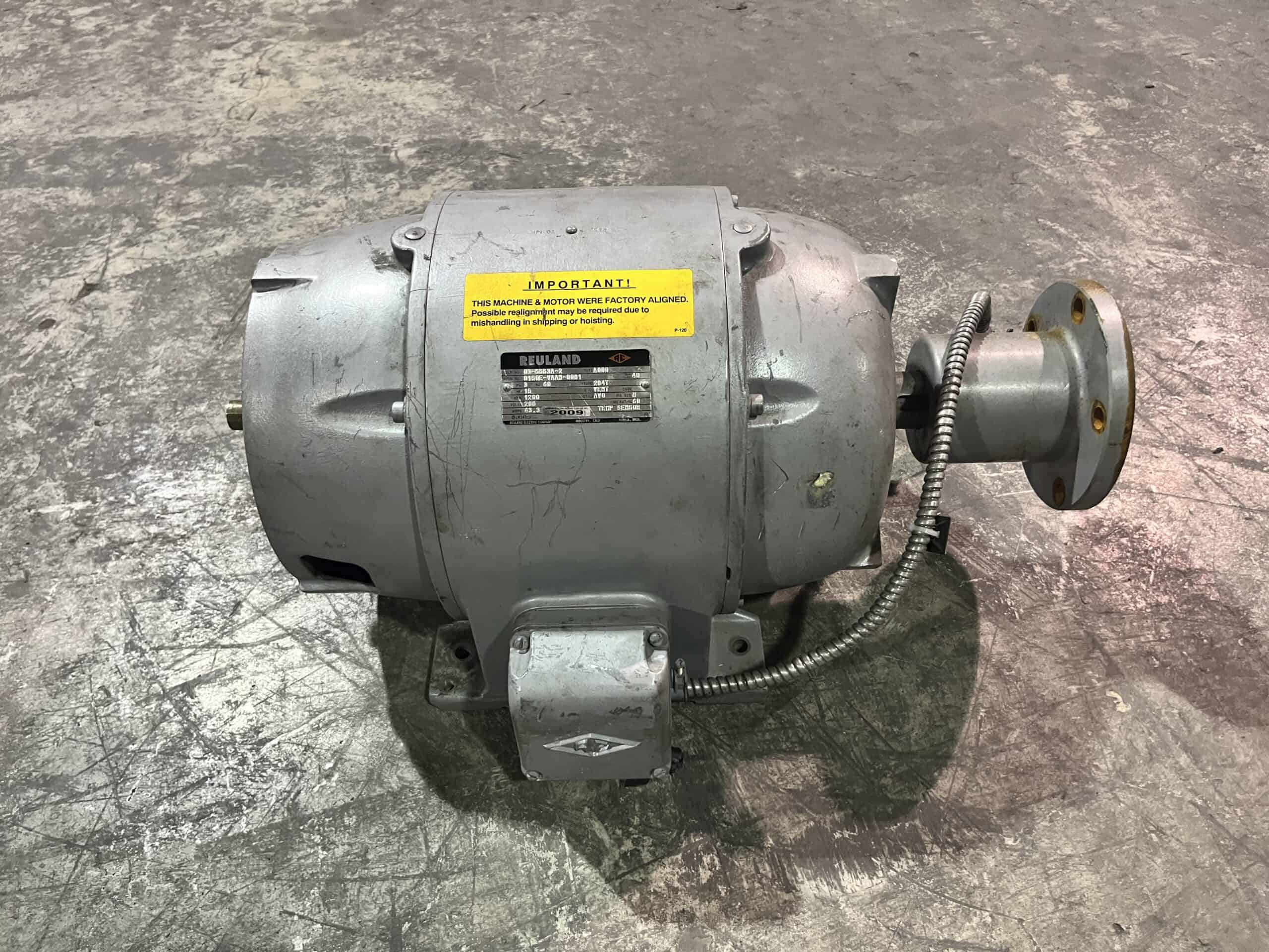 Reuland 15HP 1200RPM 284T AC Motor #2009 - Image 3