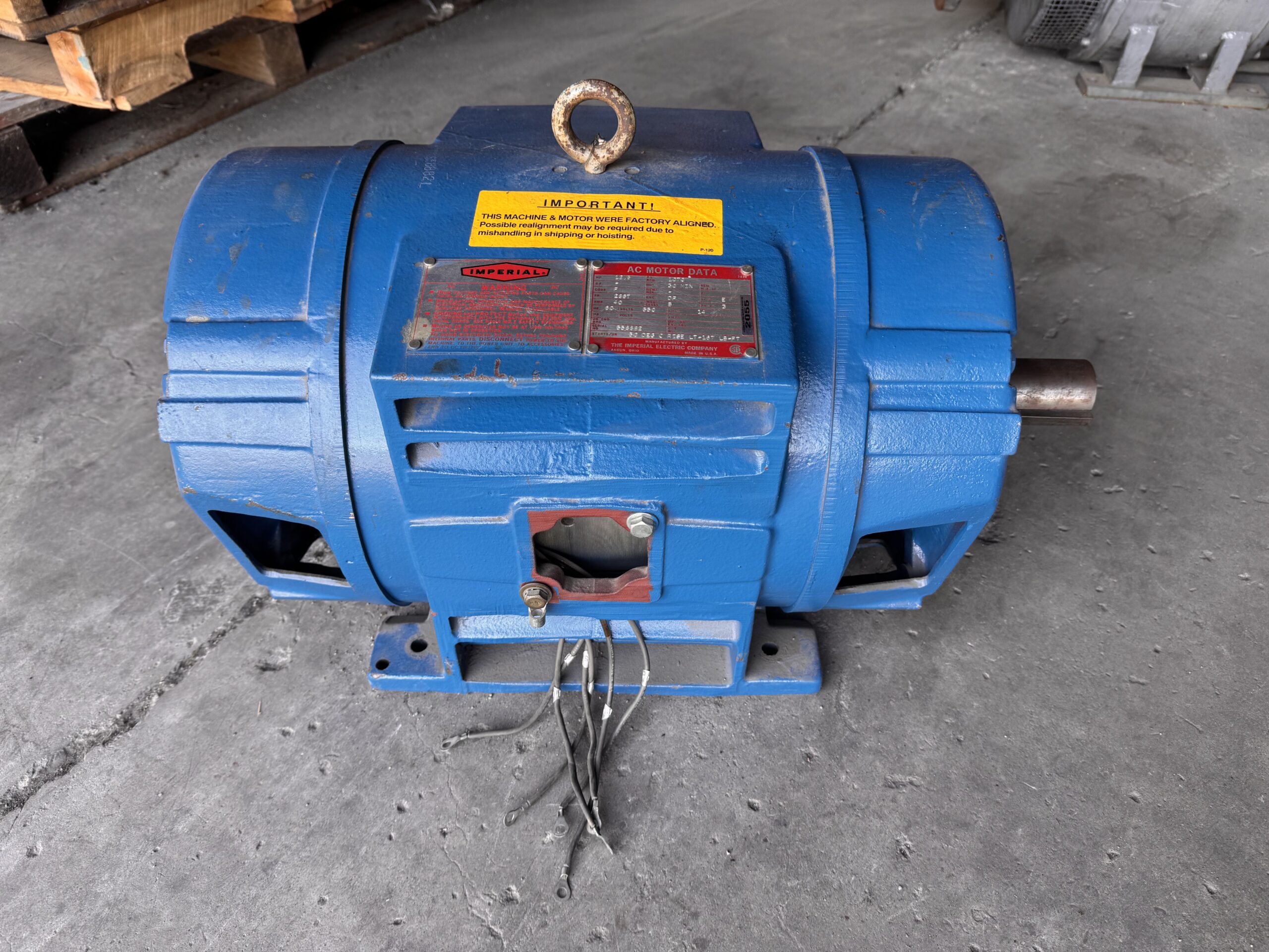 Imperial AC Motor 12.5HP 1070RPM 550V 14A 286T #2055 - Image 4