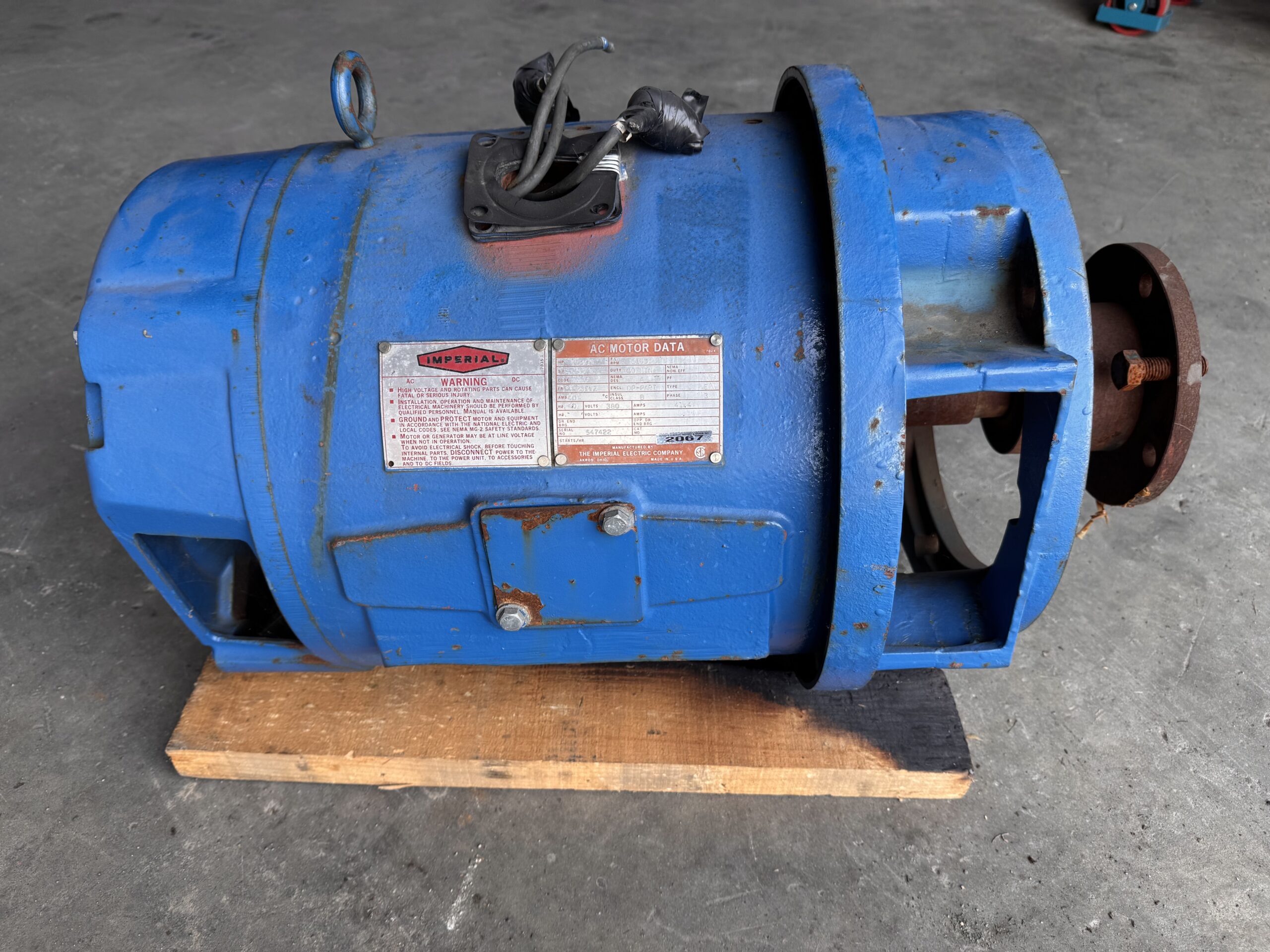 Imperial AC Hoist Motor 30HP 1153RPM 380V 41.4A 326TYZ #2067 - Image 5