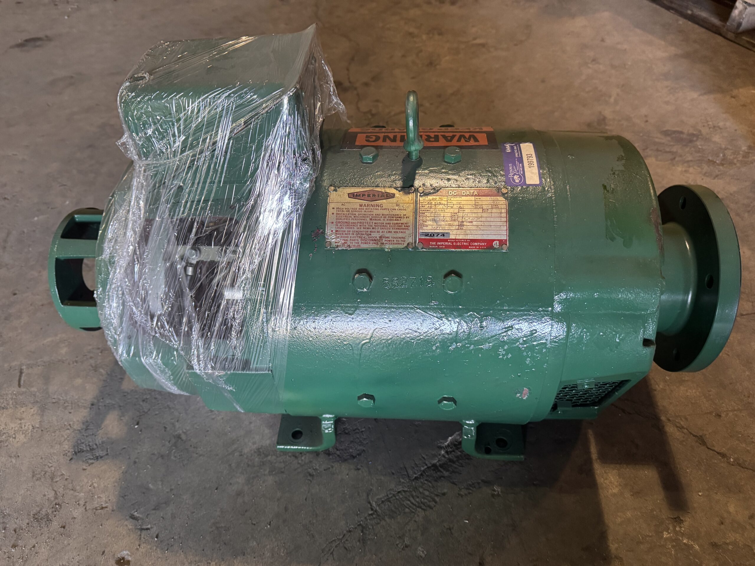 Imperial DC Hoist 20HP 1150RPM 326AT #2074 - Image 5