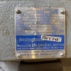 Westinghouse AC Industrial 100HP 1770RPM 575V 404TS #0170
