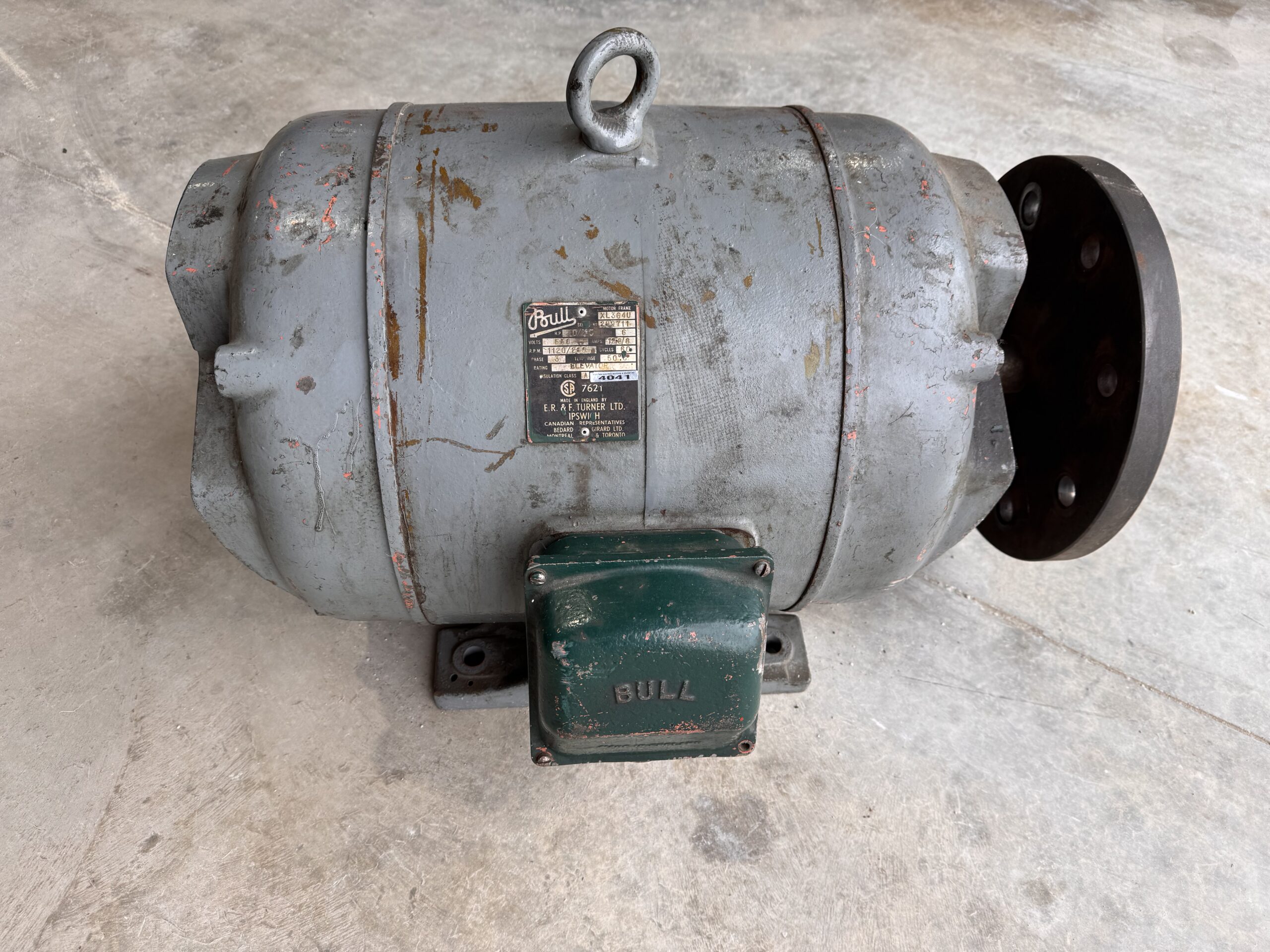 Bull 2 Speed AC Hoist Motor 10/2.5HP 1120/260RPM XL364U #4041 - Image 5