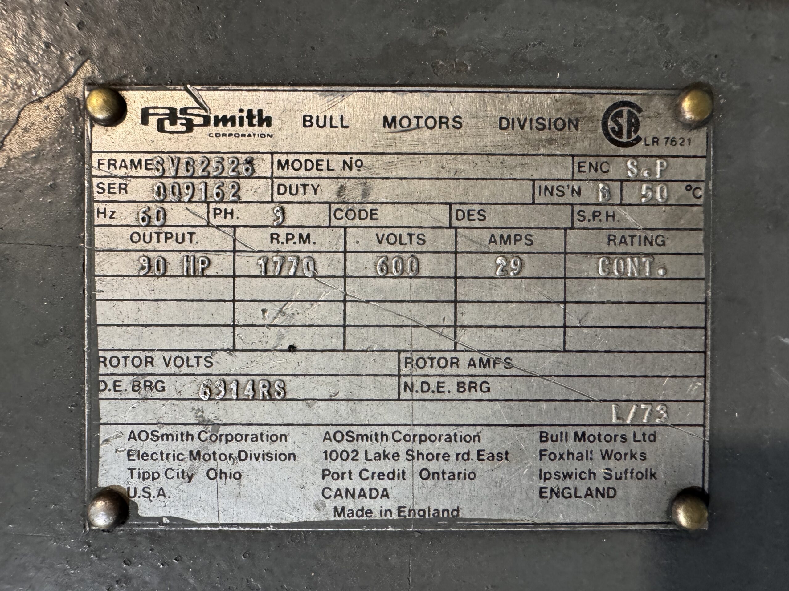AO Smith MG Set 30HP 20KW 1770RPM SVG2526 #01376 - Image 2