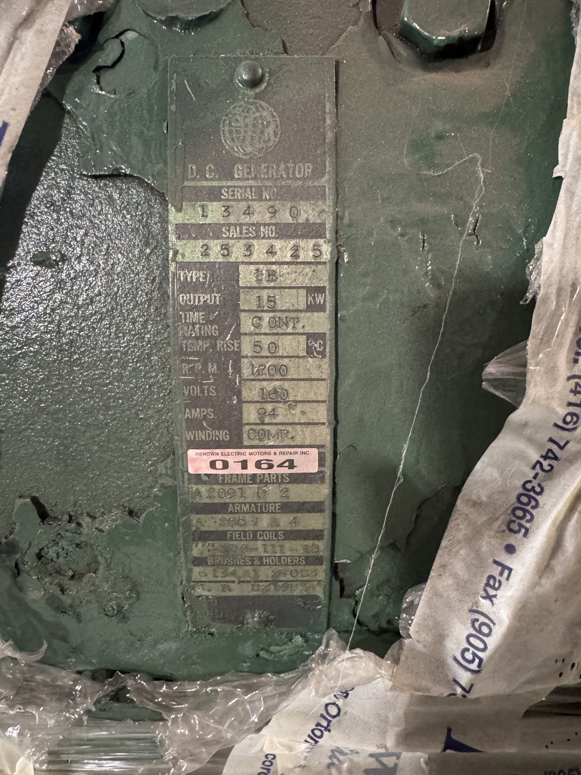 Otis MG Set 25HP 15KW 1200RPM 7 1/2AC LB #0164 - Image 3