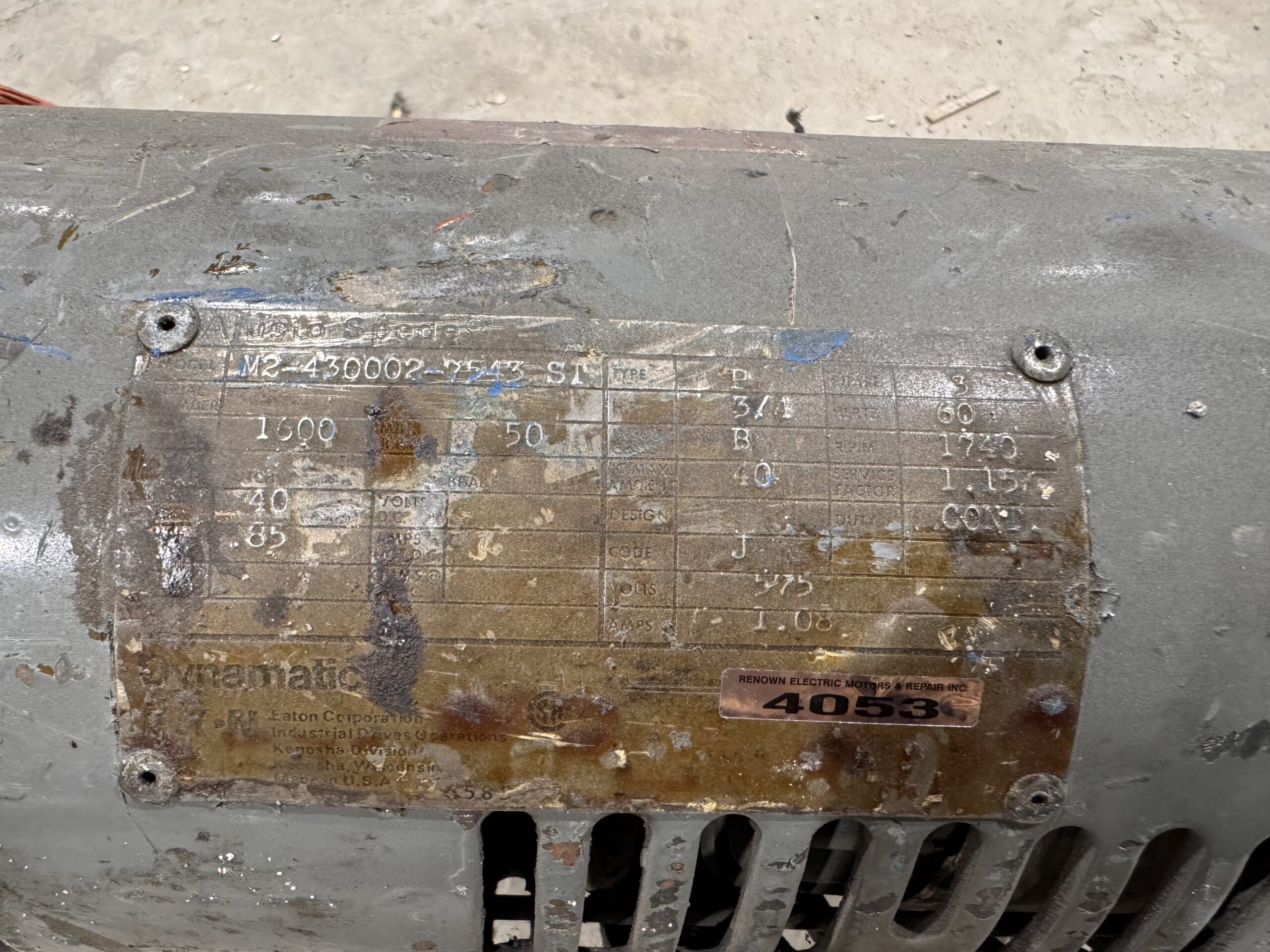 Dynamatic Eddy Current 3/4HP 1740RPM 575V 1.08A #4053 - Image 2