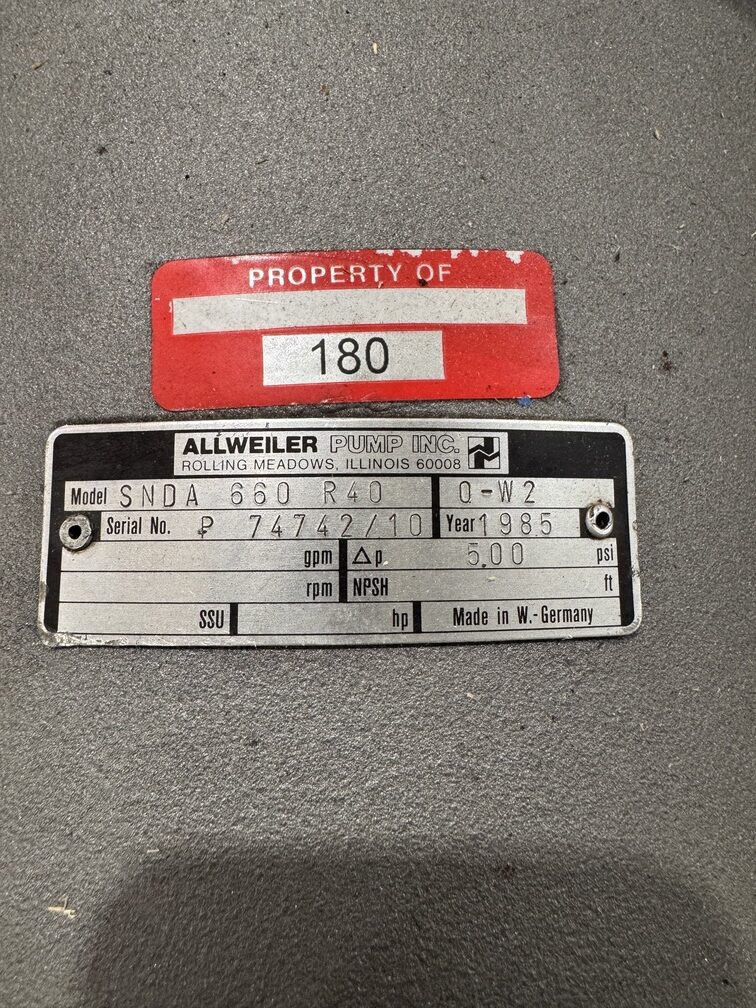 Allweiler Hydraulic Submersible Pump SNDA 660 R40 W2 P.O.180 - Image 2