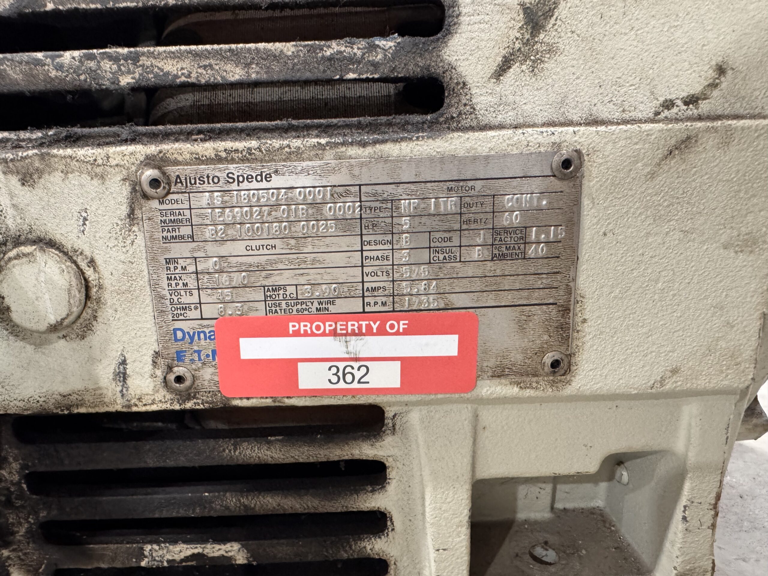 Dynamatic Eddy Current 5HP 575V 1735RPM P.O.362 - Image 2
