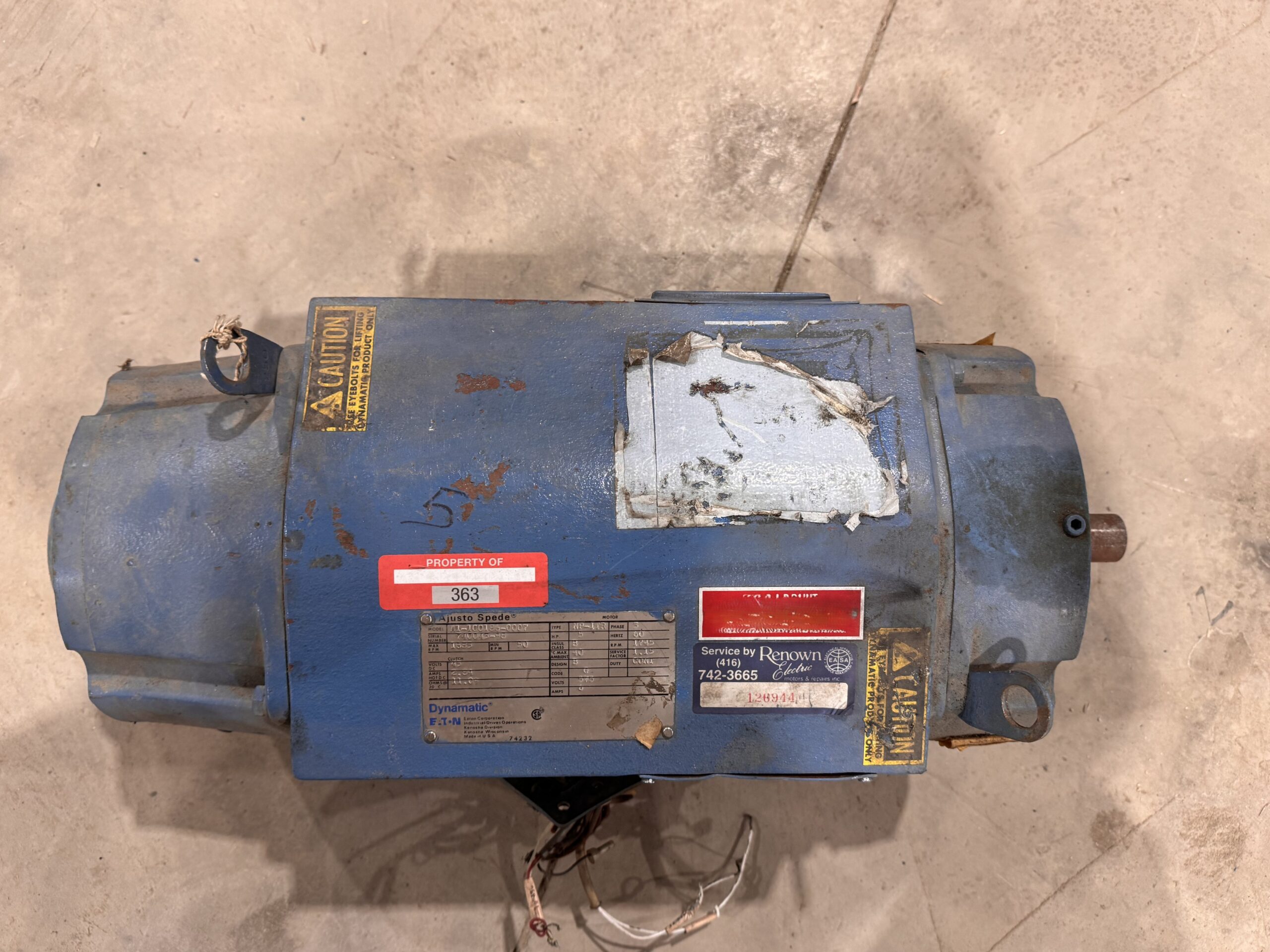 Dynamatic Eddy Current 5HP 575V 1745RPM P.O.363