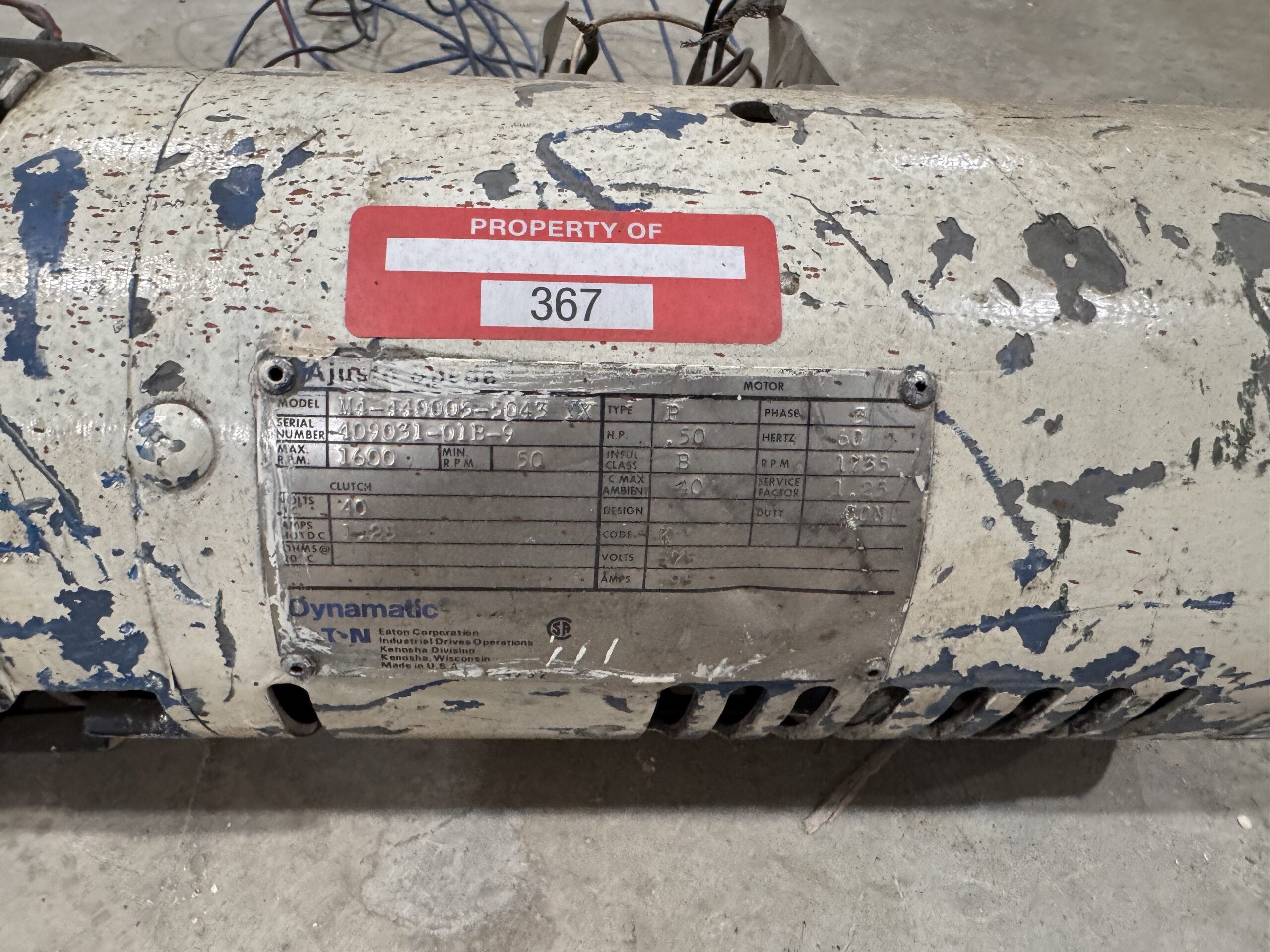 Dynamtic Eddy Current 0.50HP 1735RPM 75V 0.95A P.O.367 - Image 2