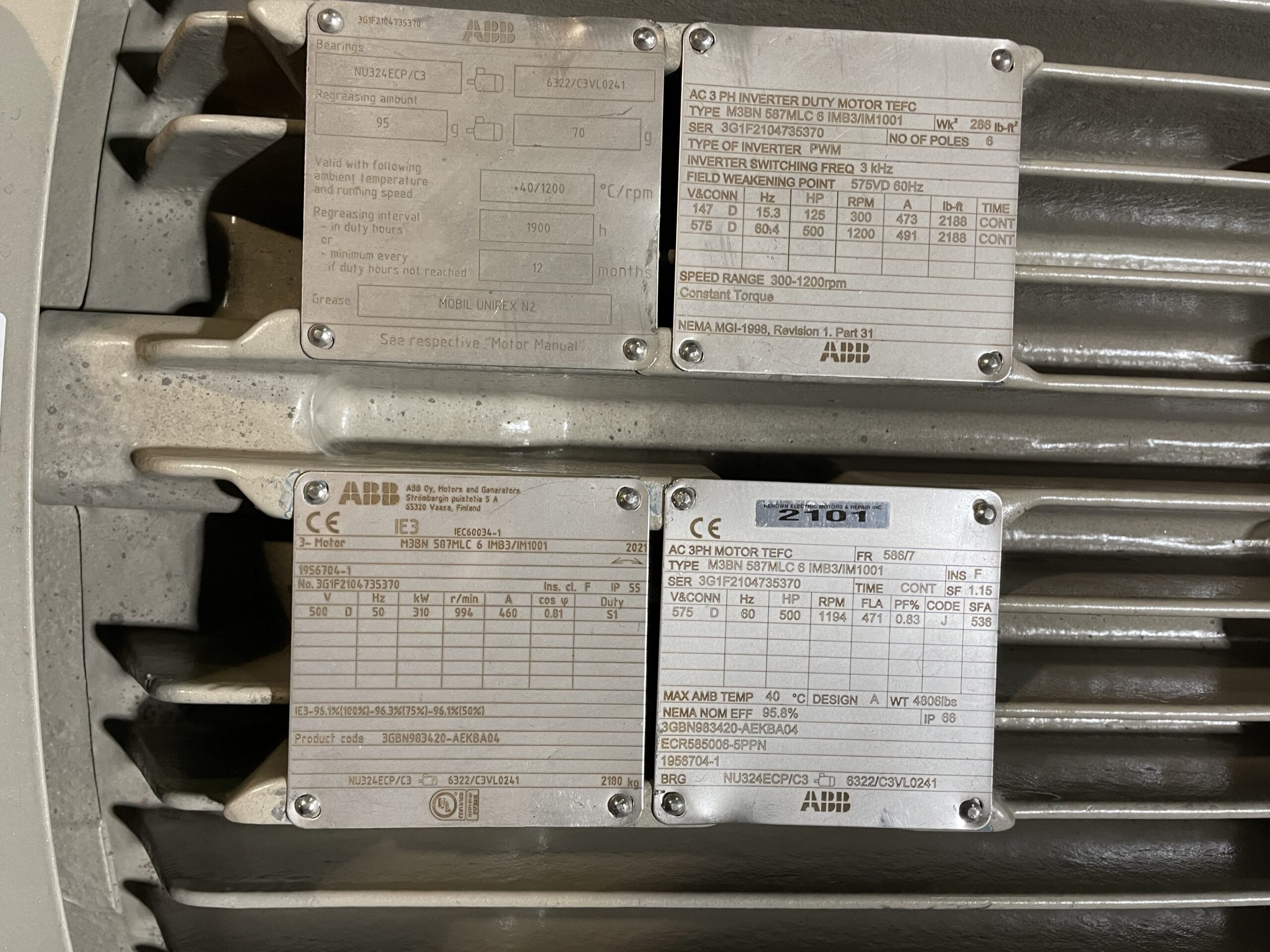 ABB AC Industrial 500HP 1194RPM 575V 586/7 #2101 - Image 2
