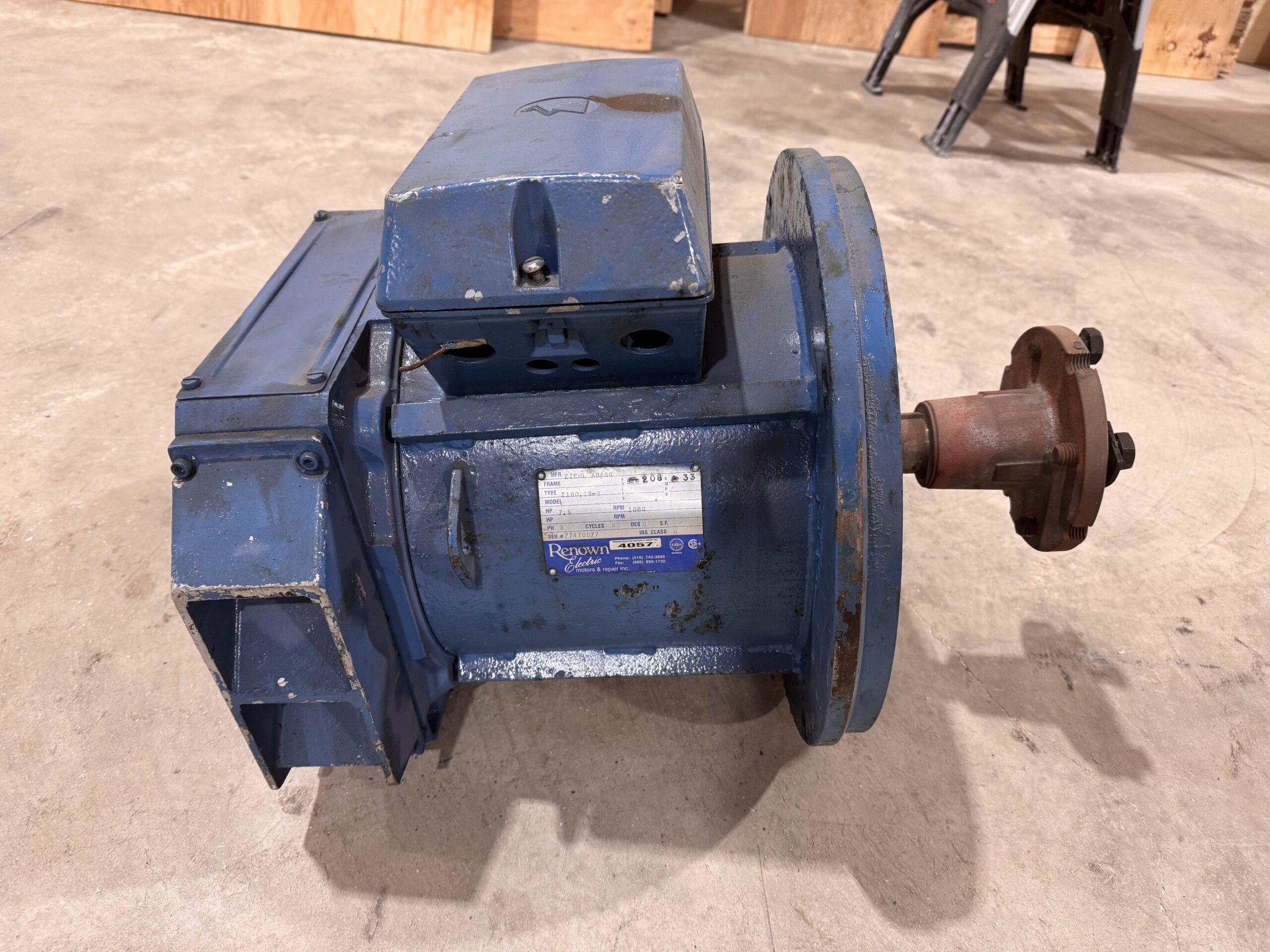 Ziehl Abegg AC 7.5HP 1080RPM 208V 33A #4057 - Image 3