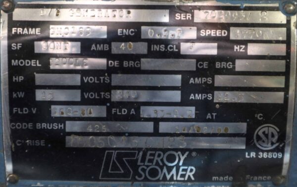 Leroy Somer Generator 25HP 15KW 1770RPM GHC183 #300 - Image 6