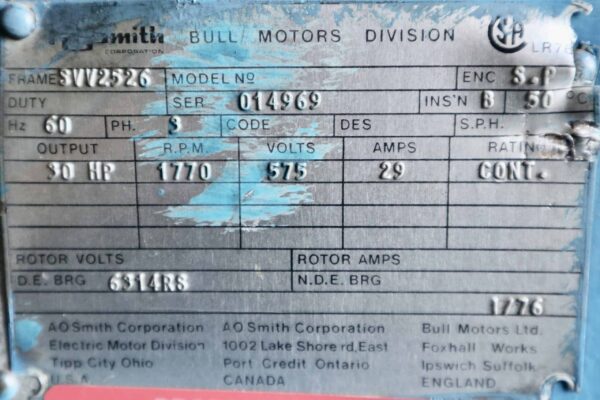 AO Smith/Bull Generator 30HP 20KW 1770RPM SVV2526 #335 - Image 6