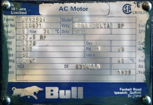 Bull Generator 37.5HP 25KW 1770RPM SVV2526 #0116 - Image 7