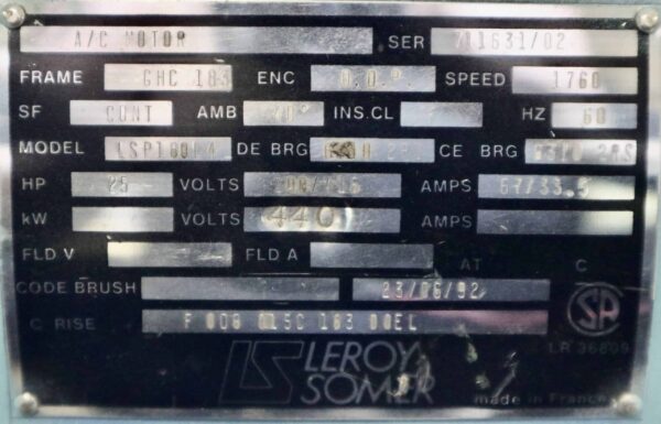 Leroy Somer Generator 25HP 15KW 1760RPM GHC183 - Image 7