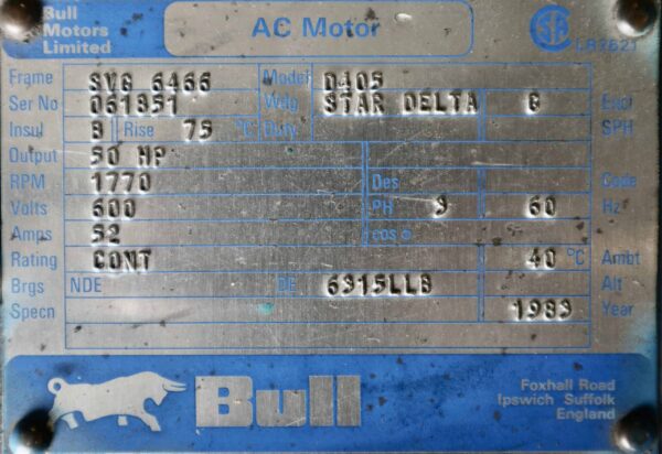 Bull Generator 50HP 30KW 1770RPM SVG6466 #384 - Image 3