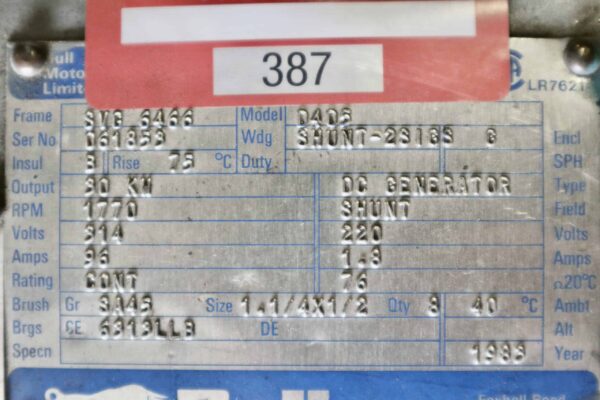 Bull Generator 50HP 30KW 1770RPM SVG6466 #387 - Image 3