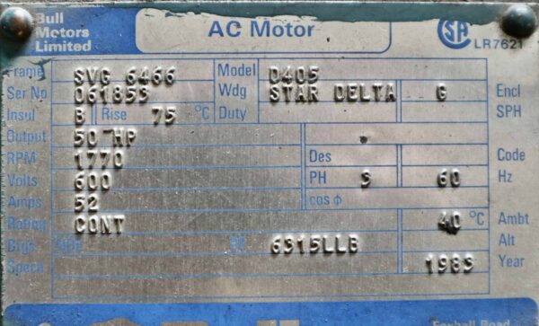 Bull Generator 50HP 30KW 1770RPM SVG6466 #387 - Image 2