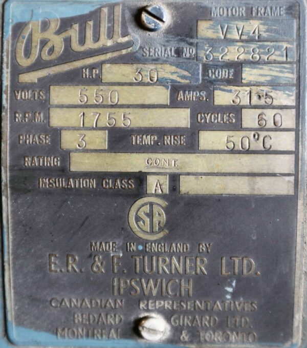 Bull Generator 30HP 20KW 1755RPM VV4 #380 - Image 2