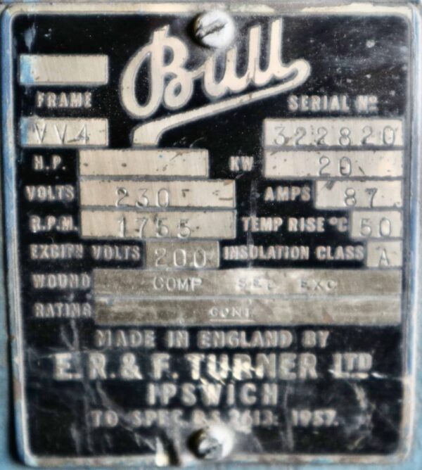 Bull Generator 30HP 20KW 1755RPM VV4 #381 - Image 3