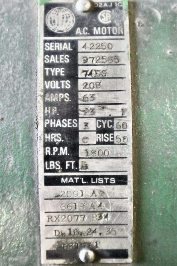 Otis Generator 23HP 15KW 1800RPM 74ES/71GA #0405 - Image 2