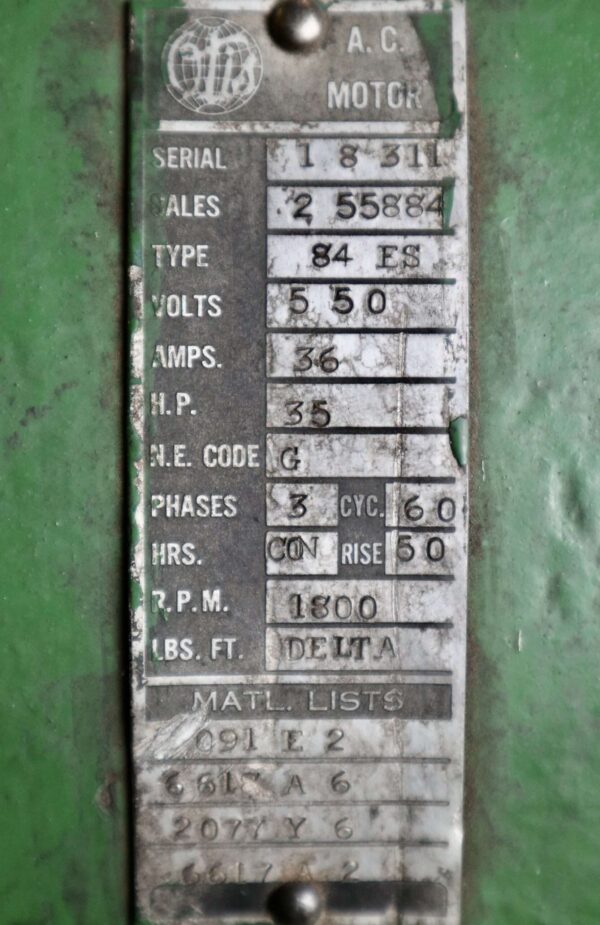 Otis Generator 35HP 22KW 1800RPM 84ES/82GA #399 - Image 2