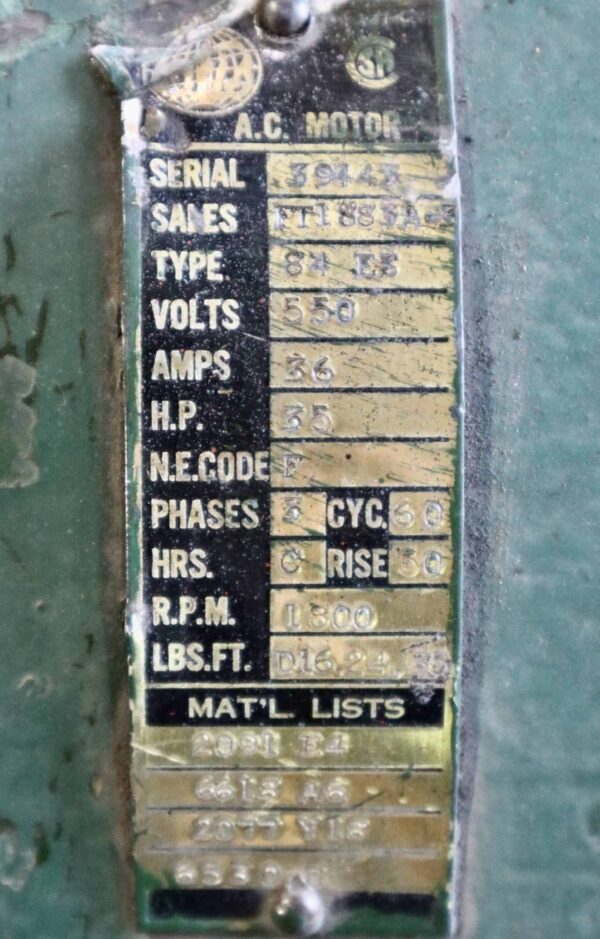 Otis Generator 35HP 22KW 1800RPM 84ES/82GA #398 - Image 2
