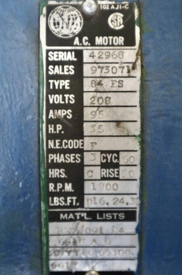Otis Generator 35HP 22KW 1800RPM 84ES/82GA #0404 - Image 2
