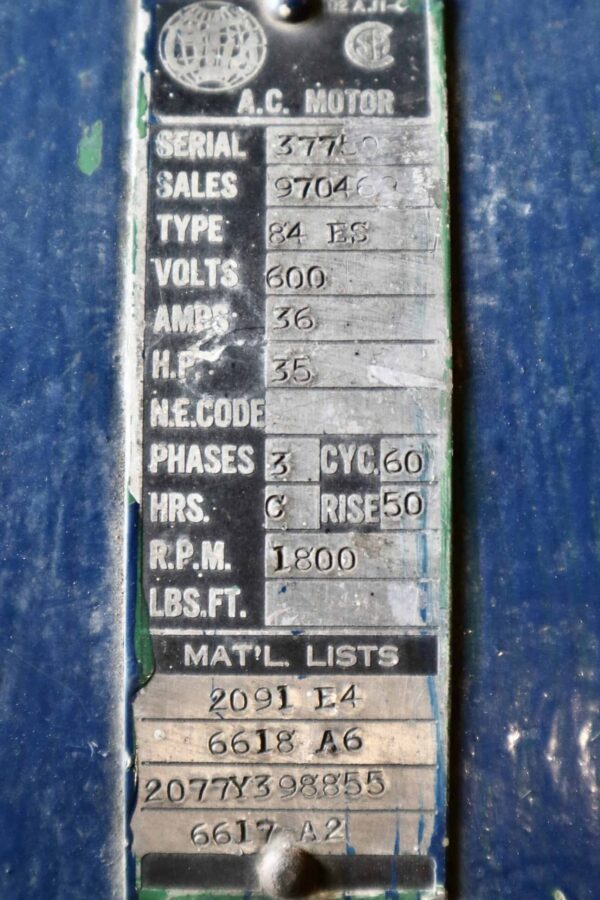 Otis Generator 35HP 22KW 1800RPM 84ES/82GA #0406 - Image 2
