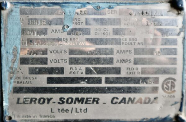 Leroy Somer Generator 37.5HP 25KW 1765RPM GH185 #0425 - Image 7