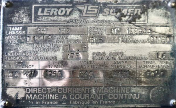 Leroy Somer Generator 15HP 10KW 1760RPM GH182 #148 - Image 2