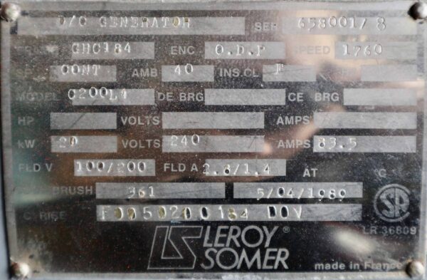Leroy Somer Generator 30HP 20KW 1760RPM GHC184 - Image 7