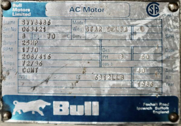 Bull Generator 25HP 15KW 1770RPM SVV8486 #232 - Image 7